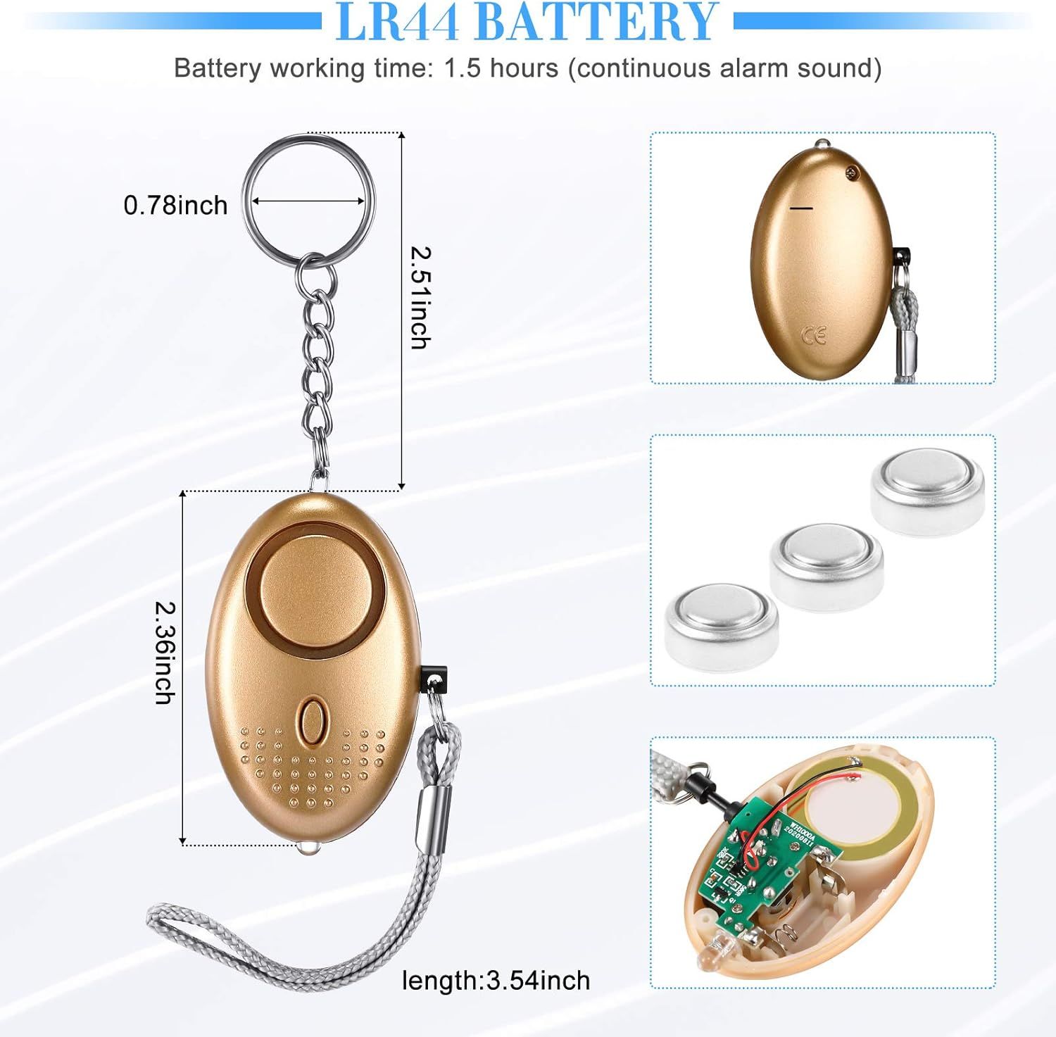 12-Piece Personal Alarm Set, Emergency LED Light Keychain Alarms in 6 Colors or Women & Men - Image 7