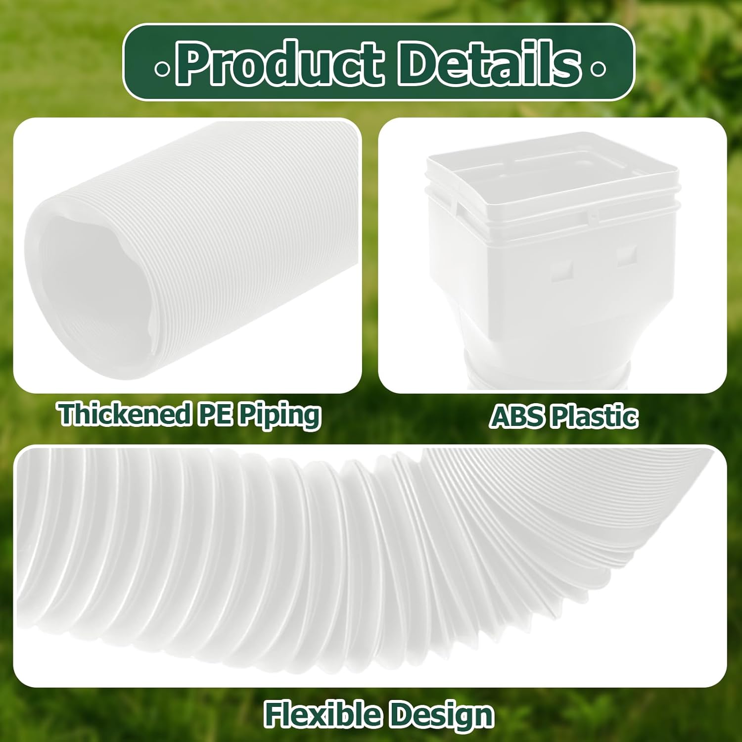 Biaungdo 1 Pack Gutter Downspout Extensions 5 Ft, 3 Inch Rain Gutter Downspout Extender Flexible Drainage Pipe for 2 x 3 Inch Residential Downspouts and 3 x 4 Inch Residential Downspouts, White - Image 3