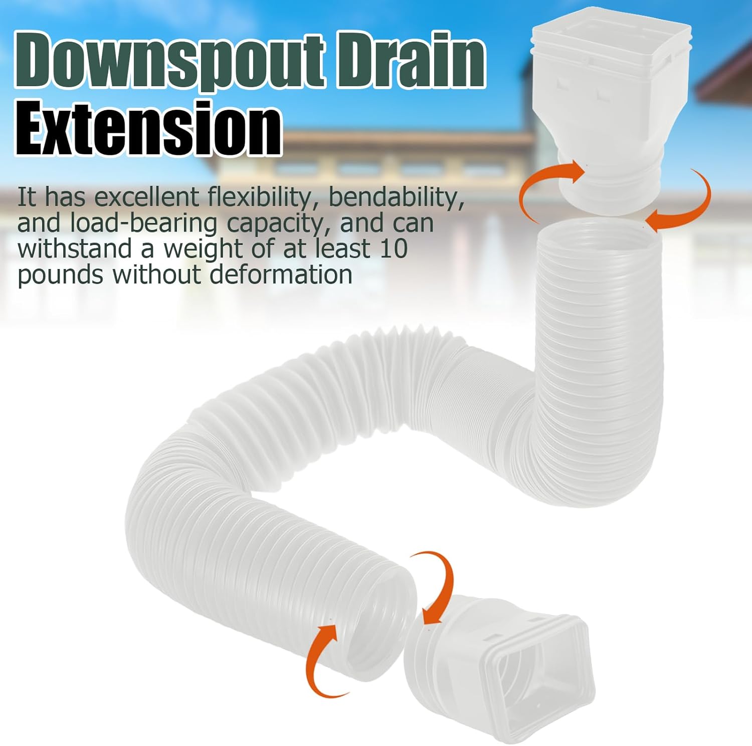 Biaungdo 1 Pack Gutter Downspout Extensions 5 Ft, 3 Inch Rain Gutter Downspout Extender Flexible Drainage Pipe for 2 x 3 Inch Residential Downspouts and 3 x 4 Inch Residential Downspouts, White - Image 4