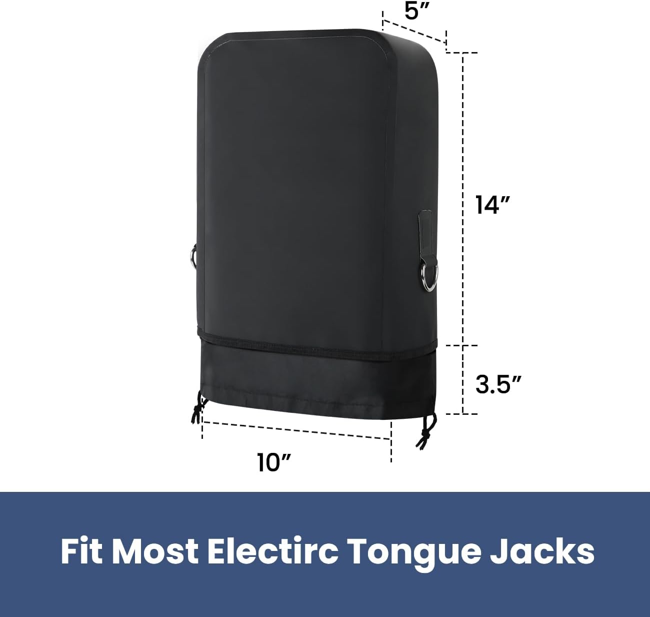 RV Electric Tongue Jack Cover – Heavy-Duty Waterproof Design with Chain Hooks, Protective Black Cover for Outdoor Camper Accessories - Image 6