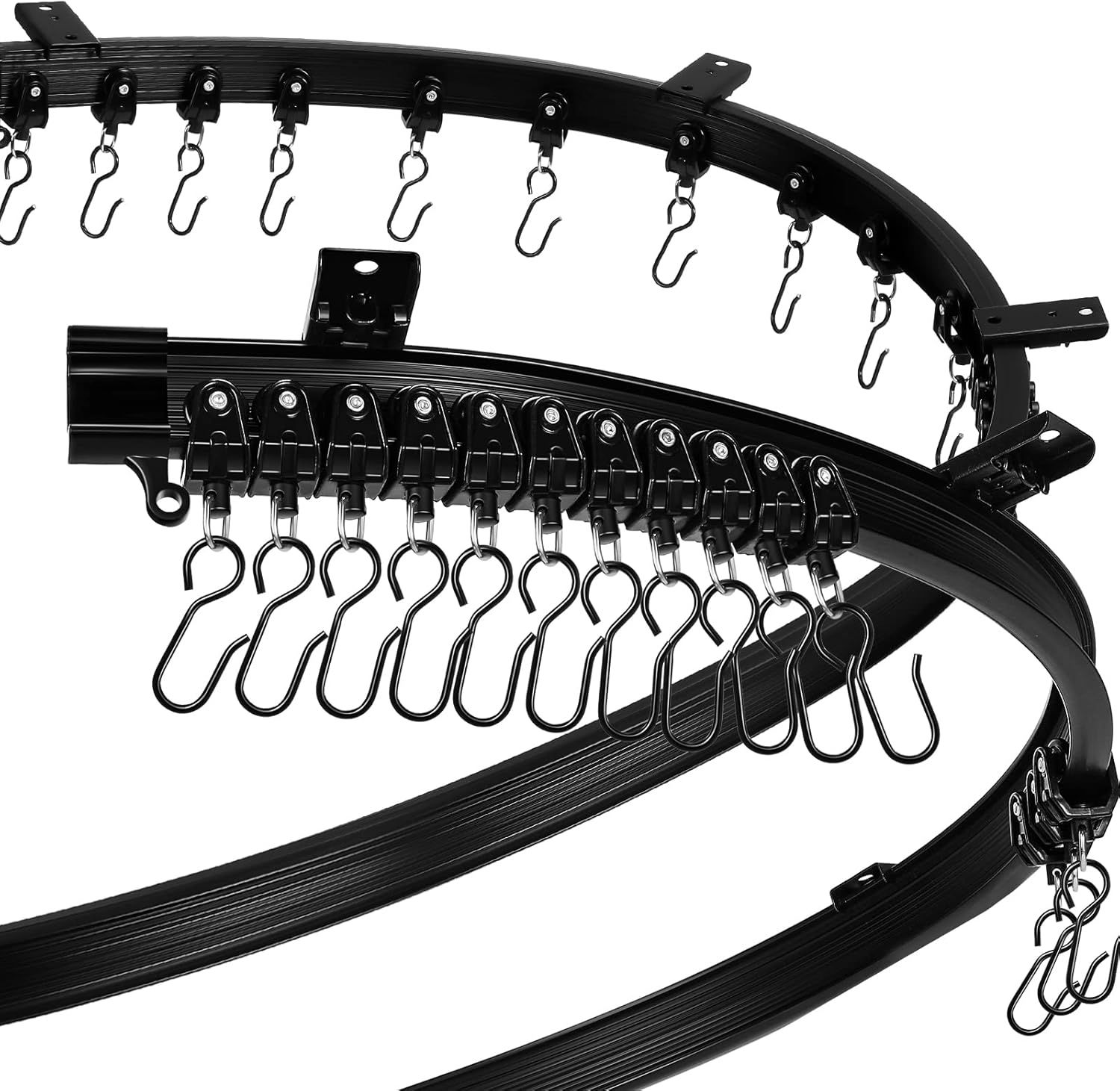 6.5 eet/ 2 Meters lexible Bendable Ceiling Curtain Track, Mount or Rail with Curtain Tracks System Bunk Bed Window, Room Divider, Door, Shower, Rv(Black) - Image 1