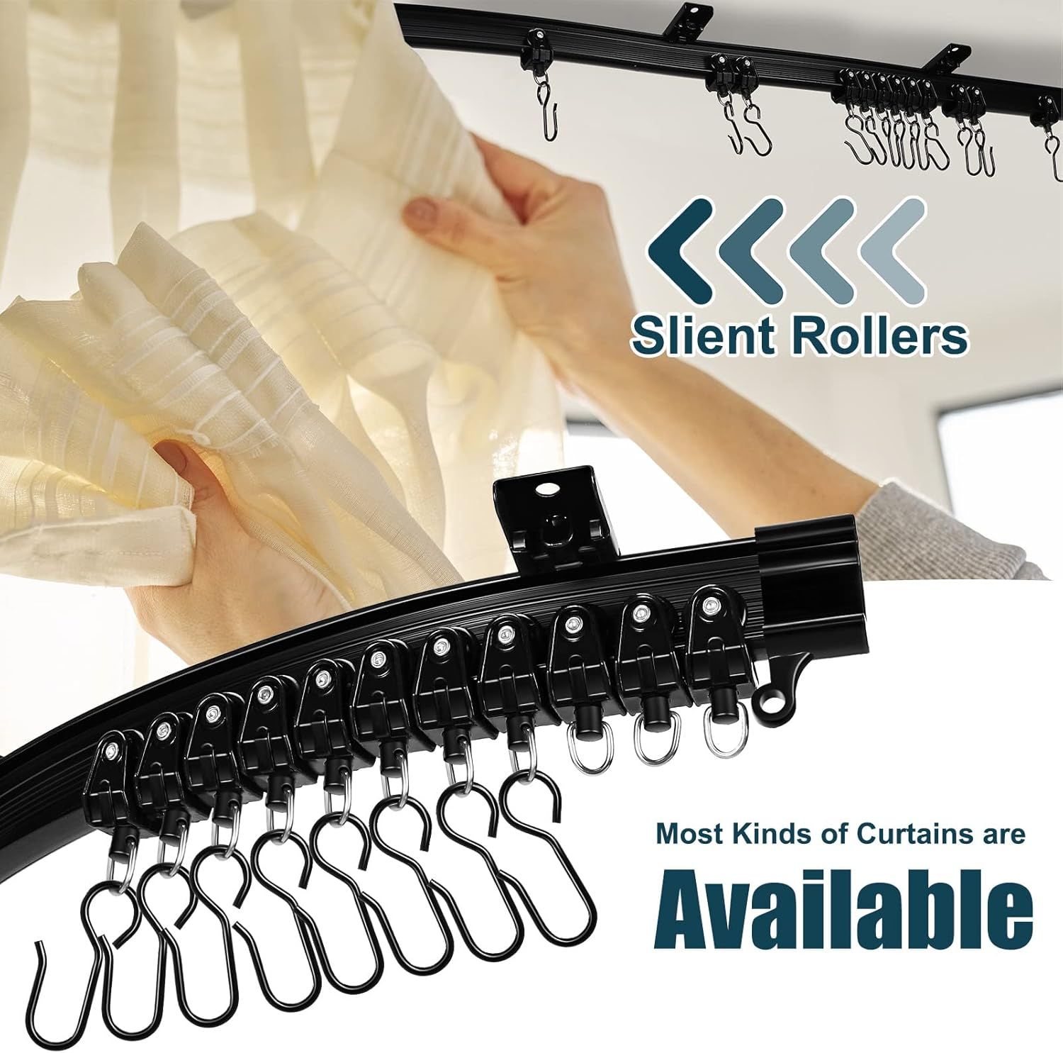 6.5 eet/ 2 Meters lexible Bendable Ceiling Curtain Track, Mount or Rail with Curtain Tracks System Bunk Bed Window, Room Divider, Door, Shower, Rv(Black) - Image 3