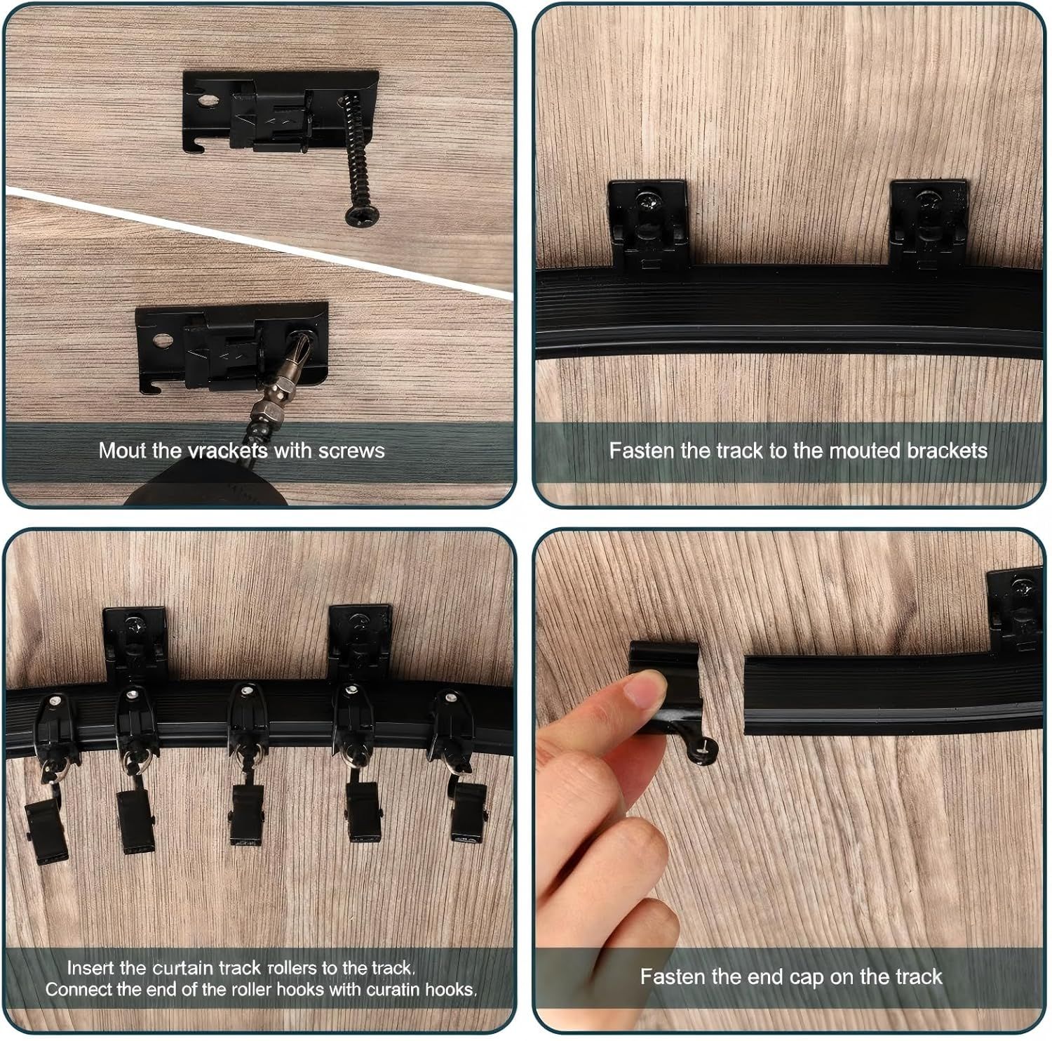 6.5 eet/ 2 Meters lexible Bendable Ceiling Curtain Track, Mount or Rail with Curtain Tracks System Bunk Bed Window, Room Divider, Door, Shower, Rv(Black) - Image 6