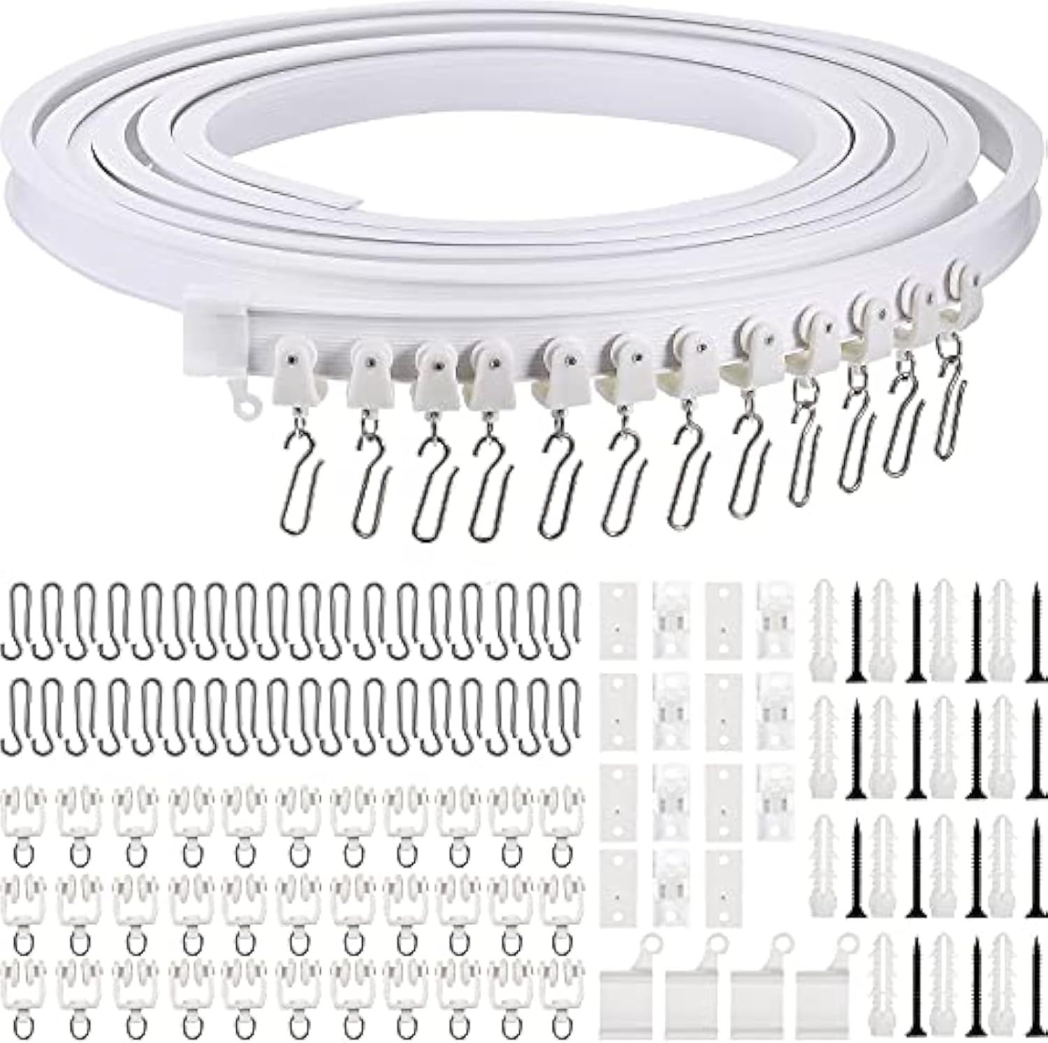 lexible Bendable Ceiling Curtain Track, 9.8t/16.4t(5m), Ceiling Mount or Curtain Rail with Track, Room Divider(5 m,White) - Image 1
