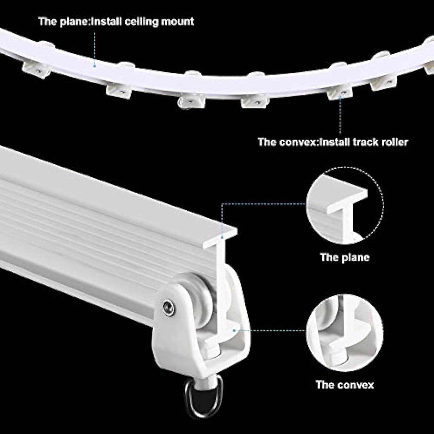 lexible Bendable Ceiling Curtain Track, 9.8t/16.4t(5m), Ceiling Mount or Curtain Rail with Track, Room Divider(5 m,White) - Image 3