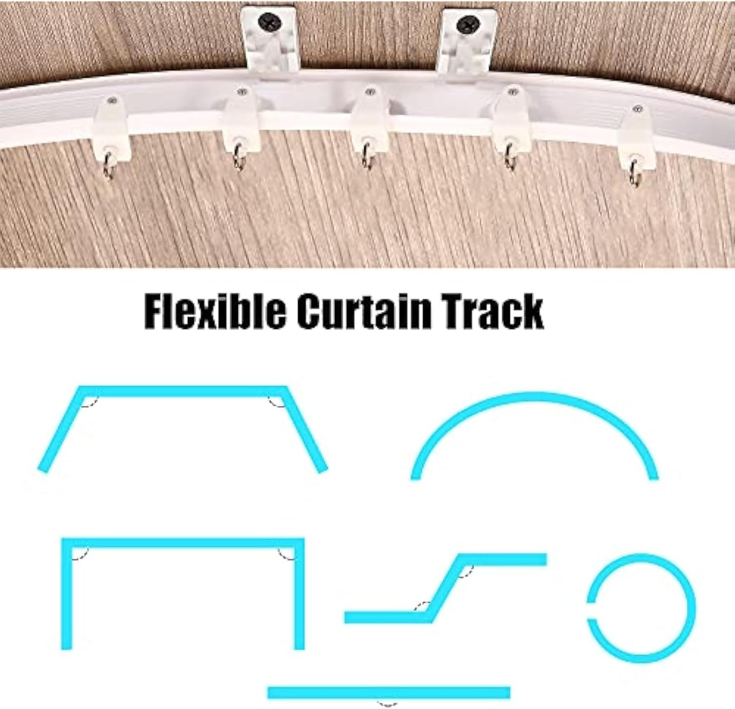 lexible Bendable Ceiling Curtain Track, 9.8t/16.4t(5m), Ceiling Mount or Curtain Rail with Track, Room Divider(5 m,White) - Image 6