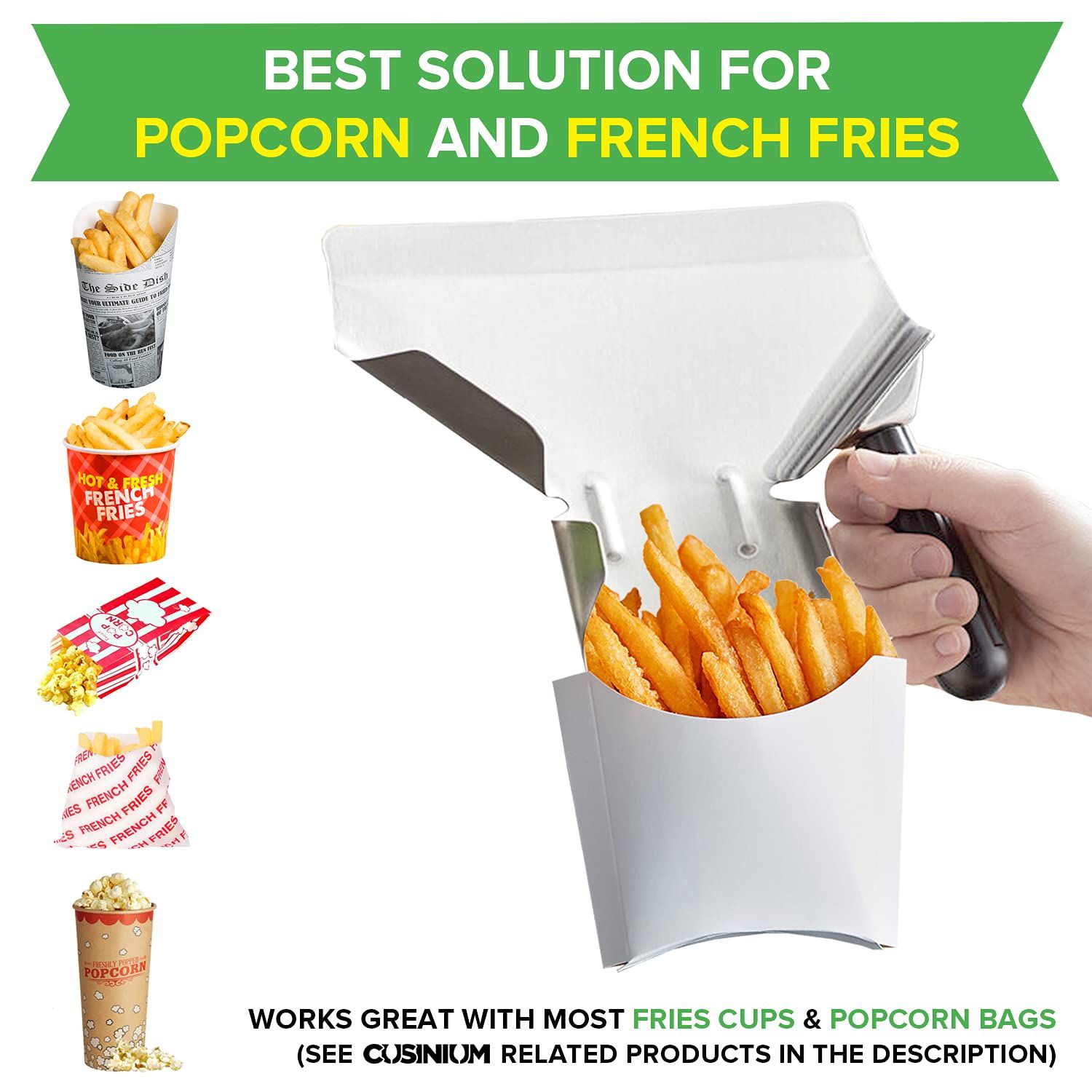 Popcorn Scoop Right Handle and Medium Holes Dredge Set - Metal Popcorn Scooper - rench ry Scoop - No Seasonings/Consumables included - Image 2