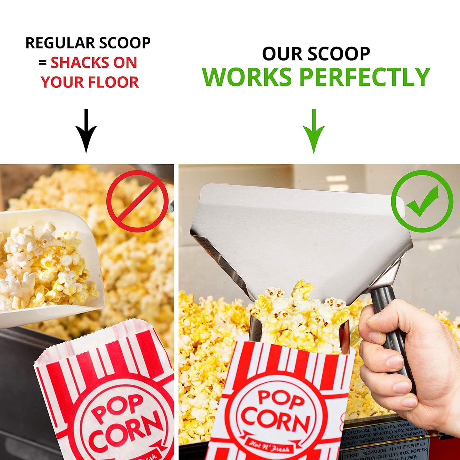 Popcorn Scoop Right Handle and Medium Holes Dredge Set - Metal Popcorn Scooper - rench ry Scoop - No Seasonings/Consumables included - Image 3