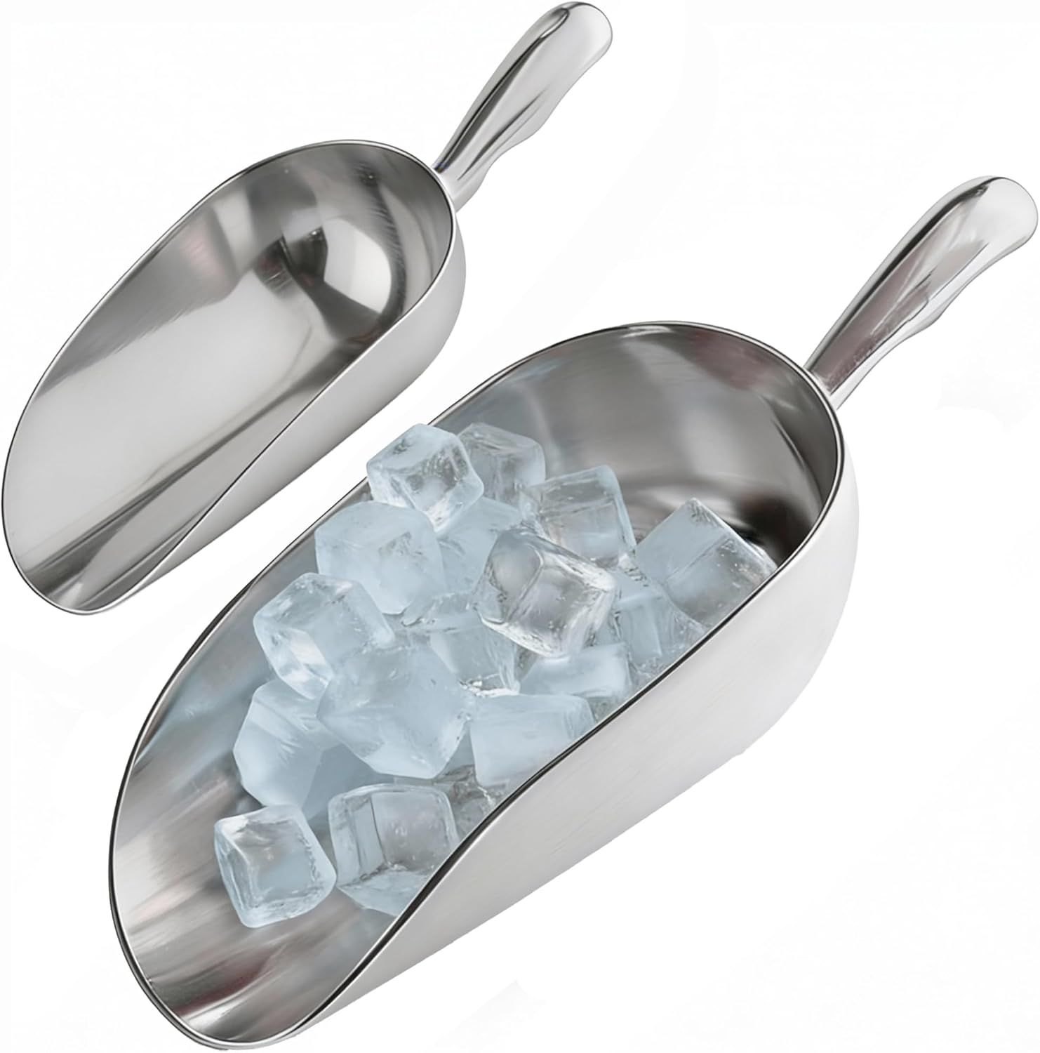 [Set o 2] 24oz + 85oz Metal Scoops or Ice Machine - Large Aluminum Ice Scoop Bundle - Hand Wash Only - Image 1