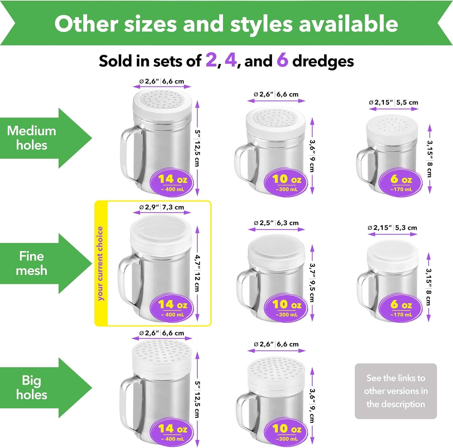 14 Ounce Powdered Sugar Shaker Duster With Handle - ine Mesh - With Plastic Cap - Pack o 4 - Image 4