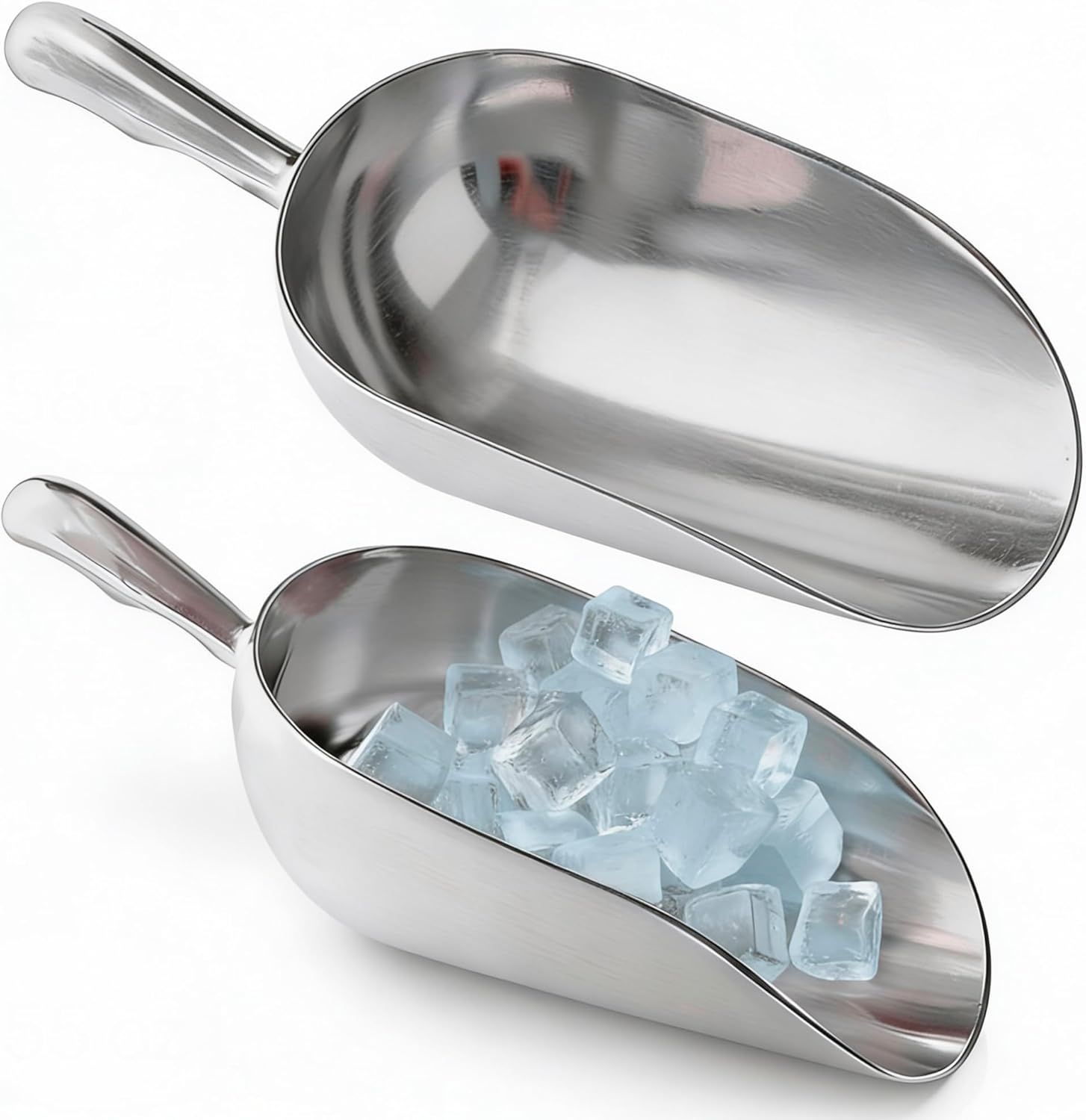 [2-Pack] 58oz + 85oz Metal Scoops or Ice Machine - Large Aluminum Ice Scoop Set - Hand Wash Only - Image 1