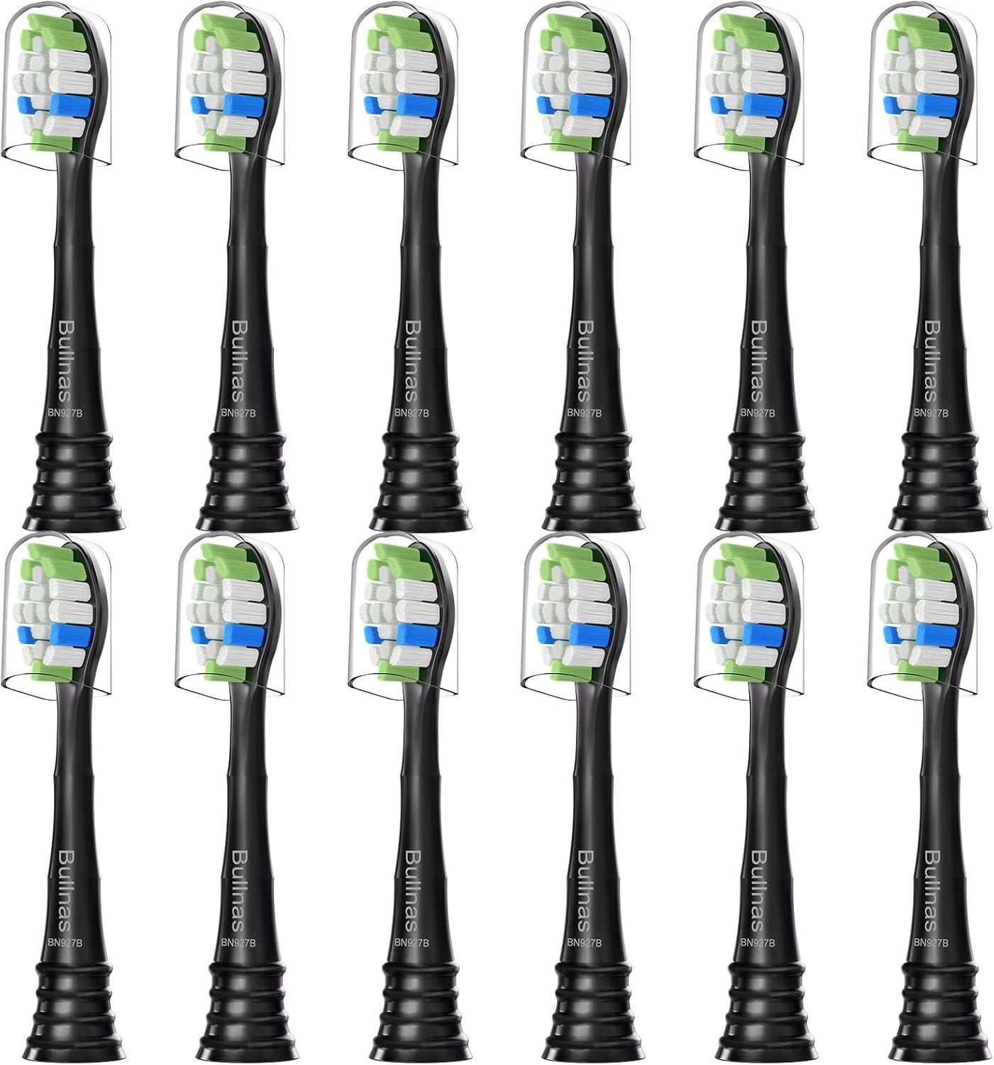 Replacement Brush Heads Compatible with Philips Sonicare ProtectiveClean 6100, 5100, 4100 Electric Toothbrush, W Toothbrush Head or Sonicare 6062/95, Black, 12 Count - Image 1