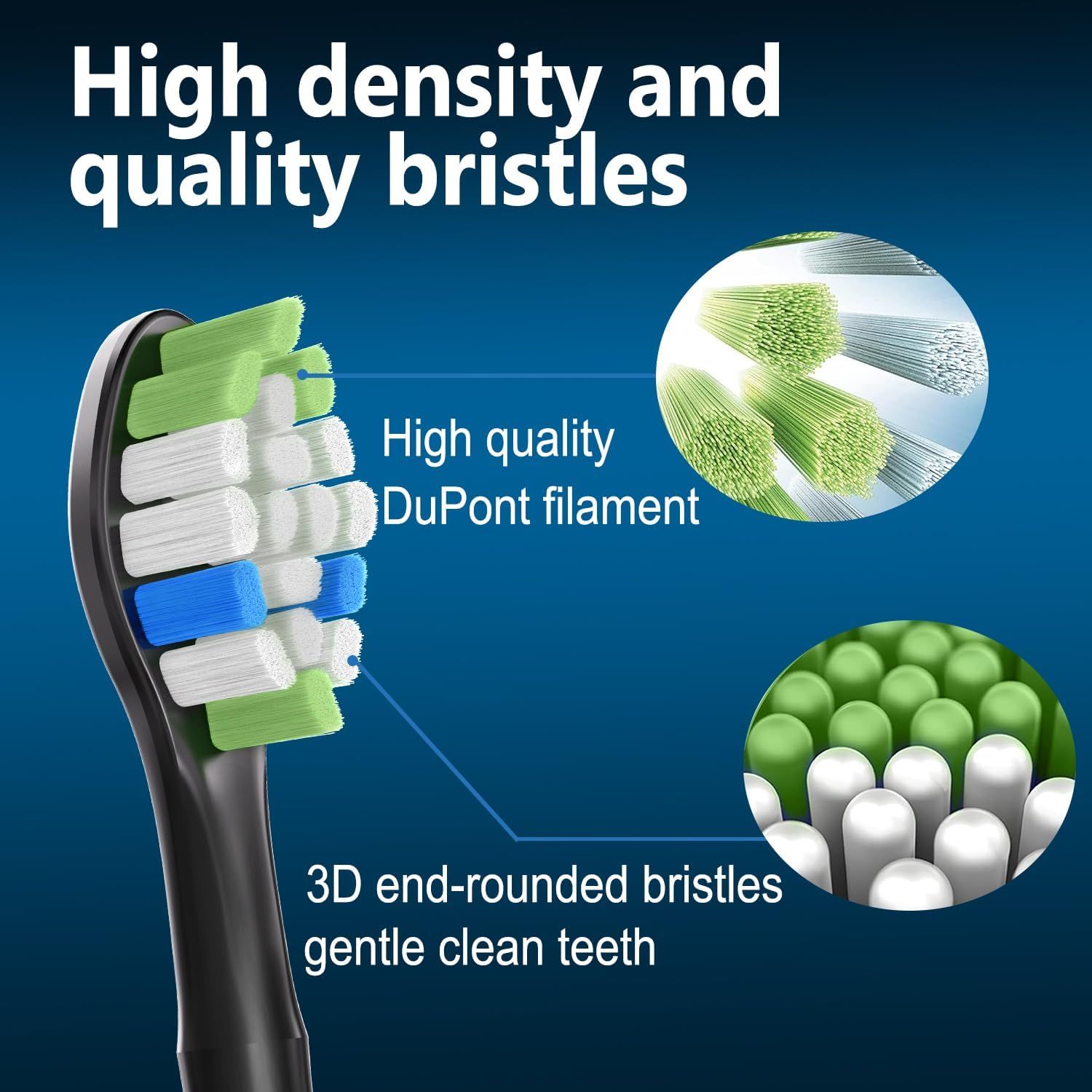 Replacement Brush Heads Compatible with Philips Sonicare ProtectiveClean 6100, 5100, 4100 Electric Toothbrush, W Toothbrush Head or Sonicare 6062/95, Black, 12 Count - Image 4