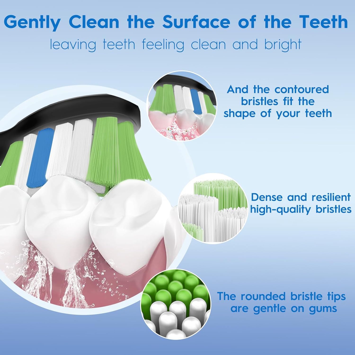 Replacement Brush Heads Compatible with Philips Sonicare, Toothbrush Heads or Sonicare ProtectiveClean 4100 5100 5300 6100 Electric Toothbrush, 12 Count Ultimate Care Toothbrush Heads, Black - Image 4