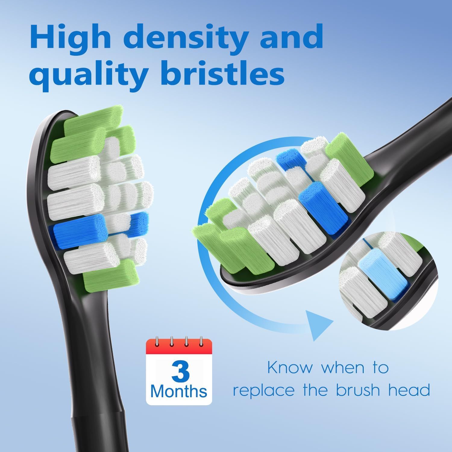 Replacement Brush Heads Compatible with Philips Sonicare, Toothbrush Heads or Sonicare ProtectiveClean 4100 5100 5300 6100 Electric Toothbrush, 12 Count Ultimate Care Toothbrush Heads, Black - Image 5