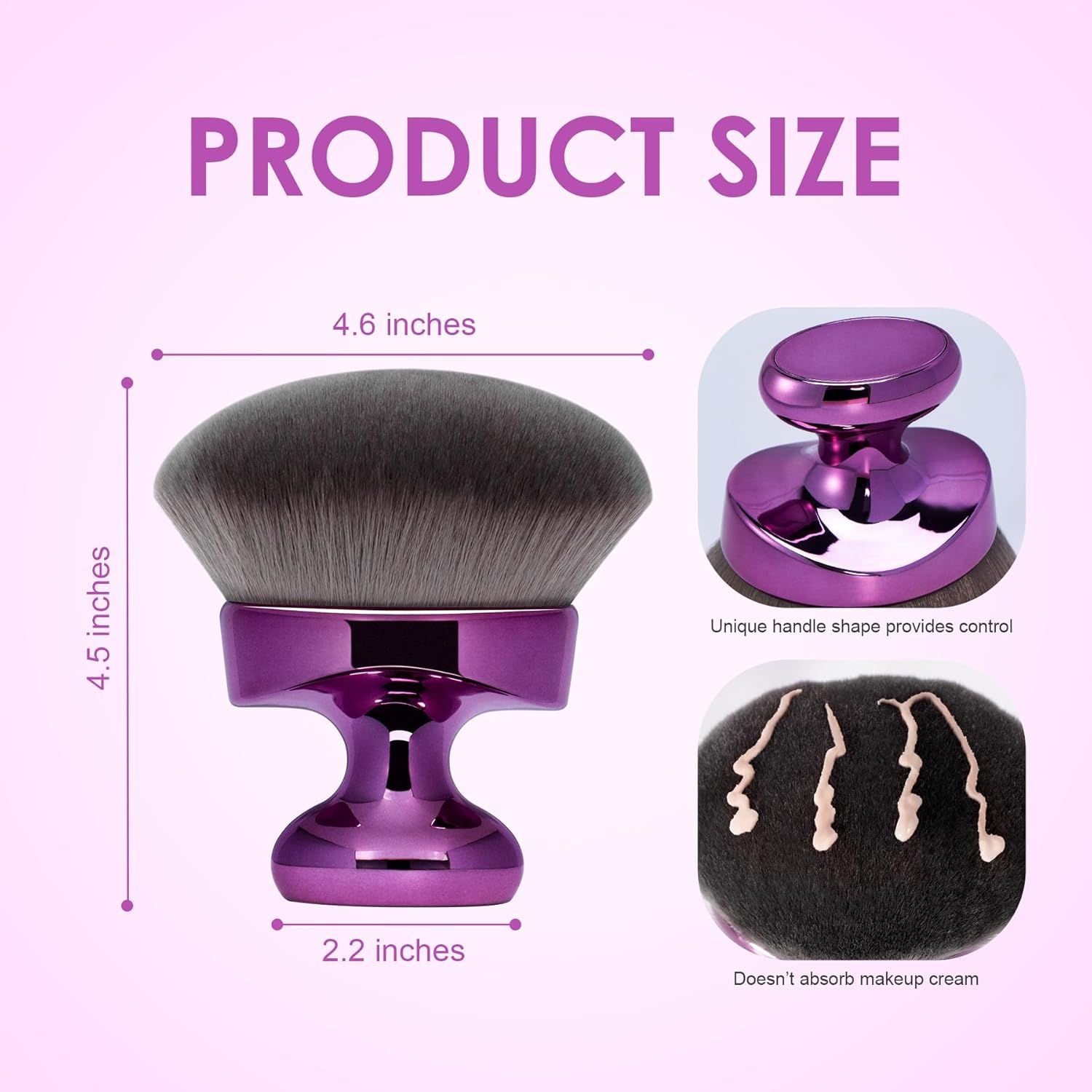 Blend & Blur Extra Large Body Kabuki Brush & Sel Tanner Brush - or Body Makeup & oundation - Blending Applicator or Sel Tanning - Durable Vegan Bristles - with Protective Bag (Purple-large) - Image 5