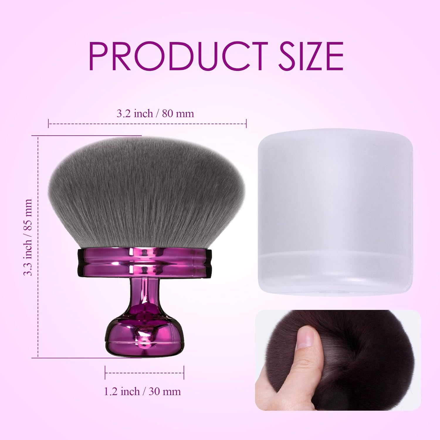 Blend & Blur Extra Large Body Makeup Brush or Sel Tanner,Leg Makeup & Bronzer Sel Tan Back Applicator, 76mm Wide Round Head Kabuki Brush or Application with Protective Case (Purple) - Image 2