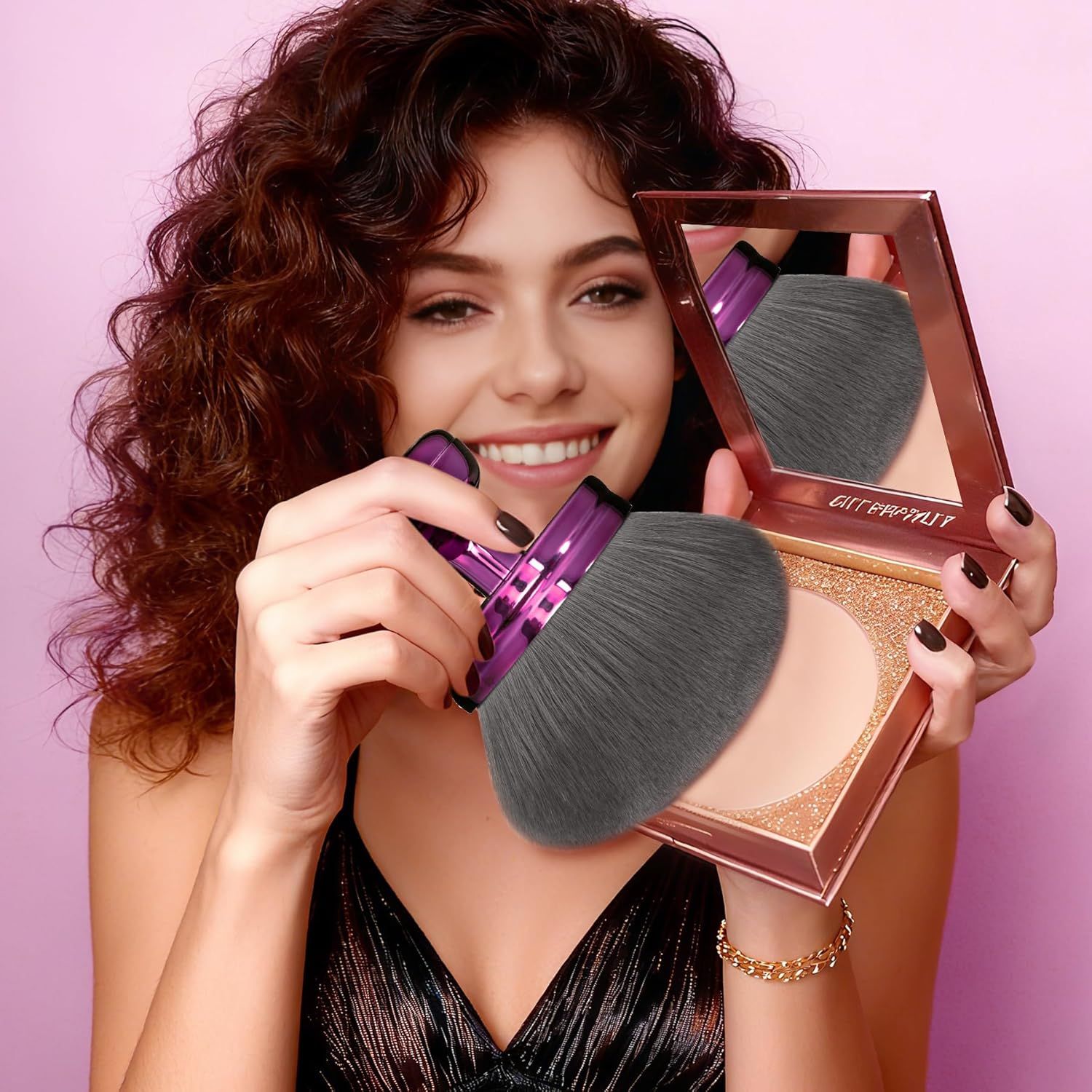 Blend & Blur Extra Large Body Makeup Brush or Sel Tanner,Leg Makeup & Bronzer Sel Tan Back Applicator, 76mm Wide Round Head Kabuki Brush or Application with Protective Case (Purple) - Image 3