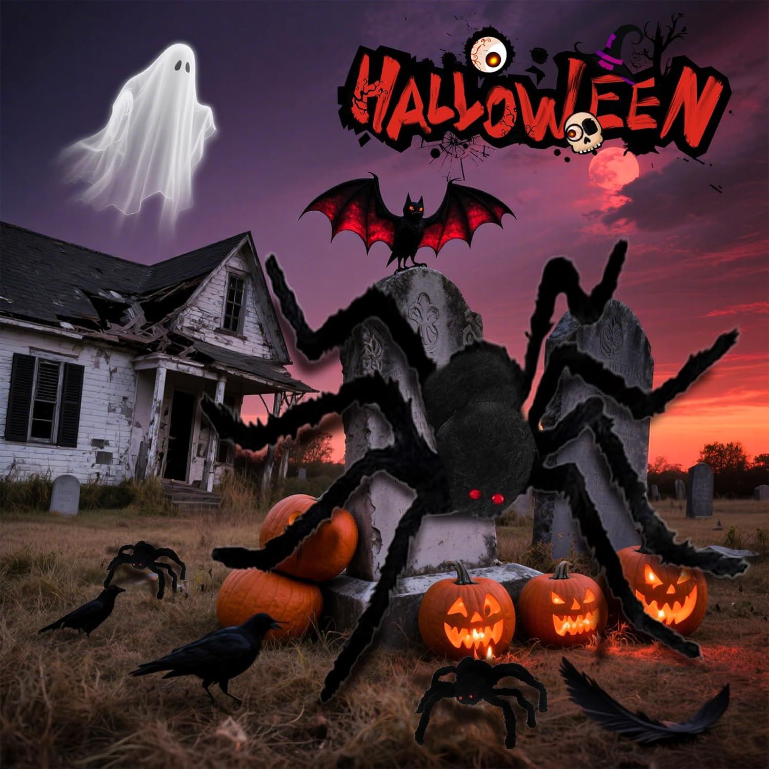 Giant Spider 6.6 t + 0.98 t*2, Halloween Decorations 78