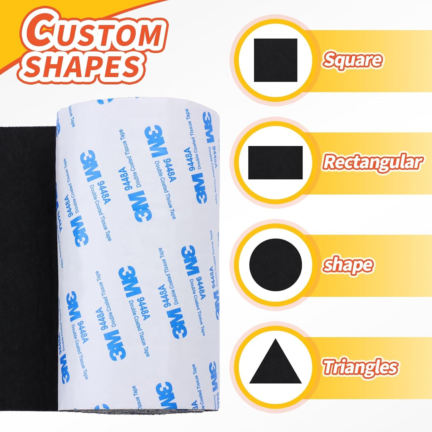 2 Roll elt urniture Pads, Non Slip Sel Adhesive Cuttable elt Tape Black Heavy Duty elt Strip Roll or Protecting Hardwood loors Chair Wall Protector - Image 3