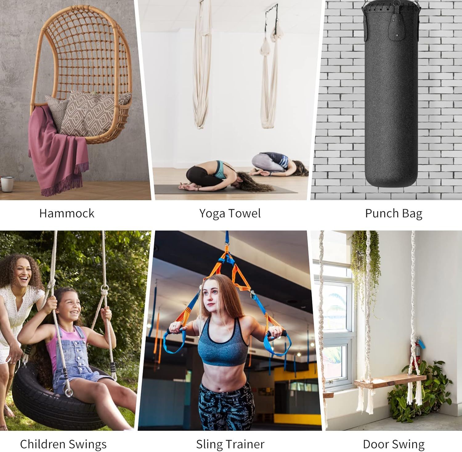 360 Rotating Hammock Hanging Kit - Heavy Duty Stainless Steel 1000 lb Loading Hammock Hooks or Trapeze, Yoga, Boxing Bag, Hammock Chair, Porch - Image 6