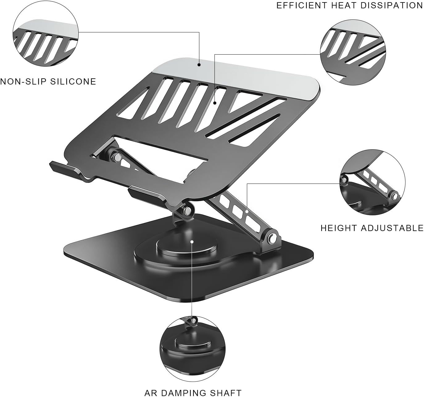 Adjustable Laptop Stand or Desk, Dual oldable Computer Riser with Heat-Vent, Ergonomic Sit to Notebook Holder Convertor, Compatible with All 10-16