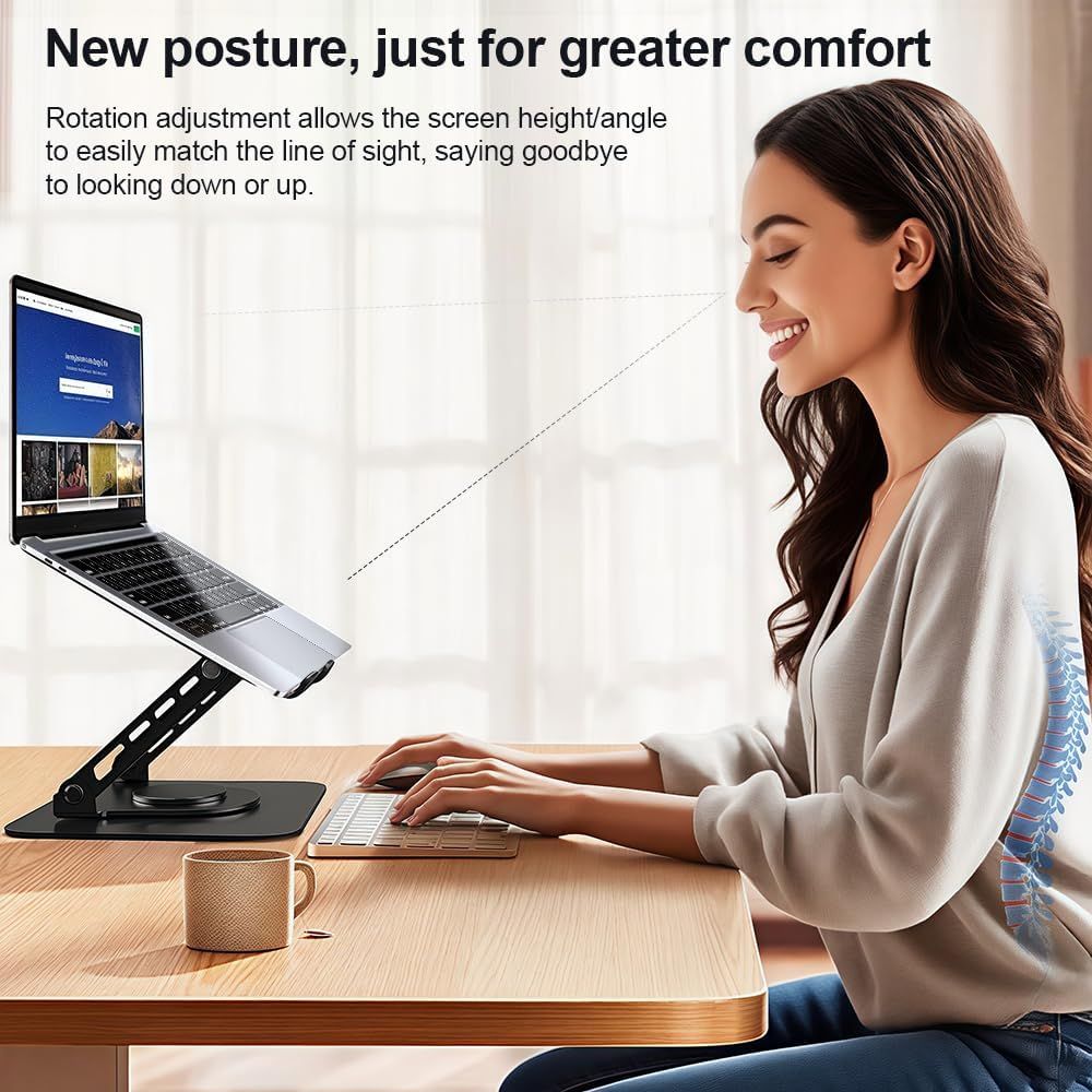 Adjustable Laptop Stand or Desk, Dual oldable Computer Riser with Heat-Vent, Ergonomic Sit to Notebook Holder Convertor, Compatible with All 10-16
