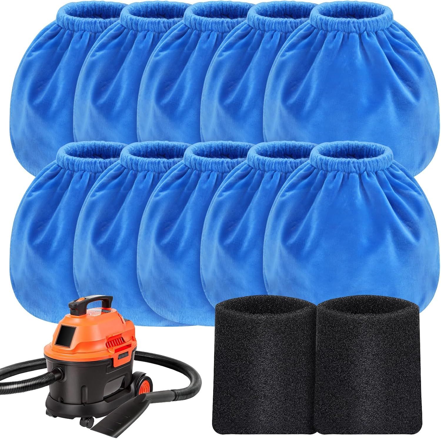 10 Pack VRC2 Cloth ilters or Vacmaster 1.5–3.2 Gallon Wet/Dry Vacuums, Compatible with Armor All 1.5 & 2.5 Gallon Shop Vac AA155, AA255, AA255W, Plus 2 Pack V21 oam ilters or Wet Pick-Up - Image 1
