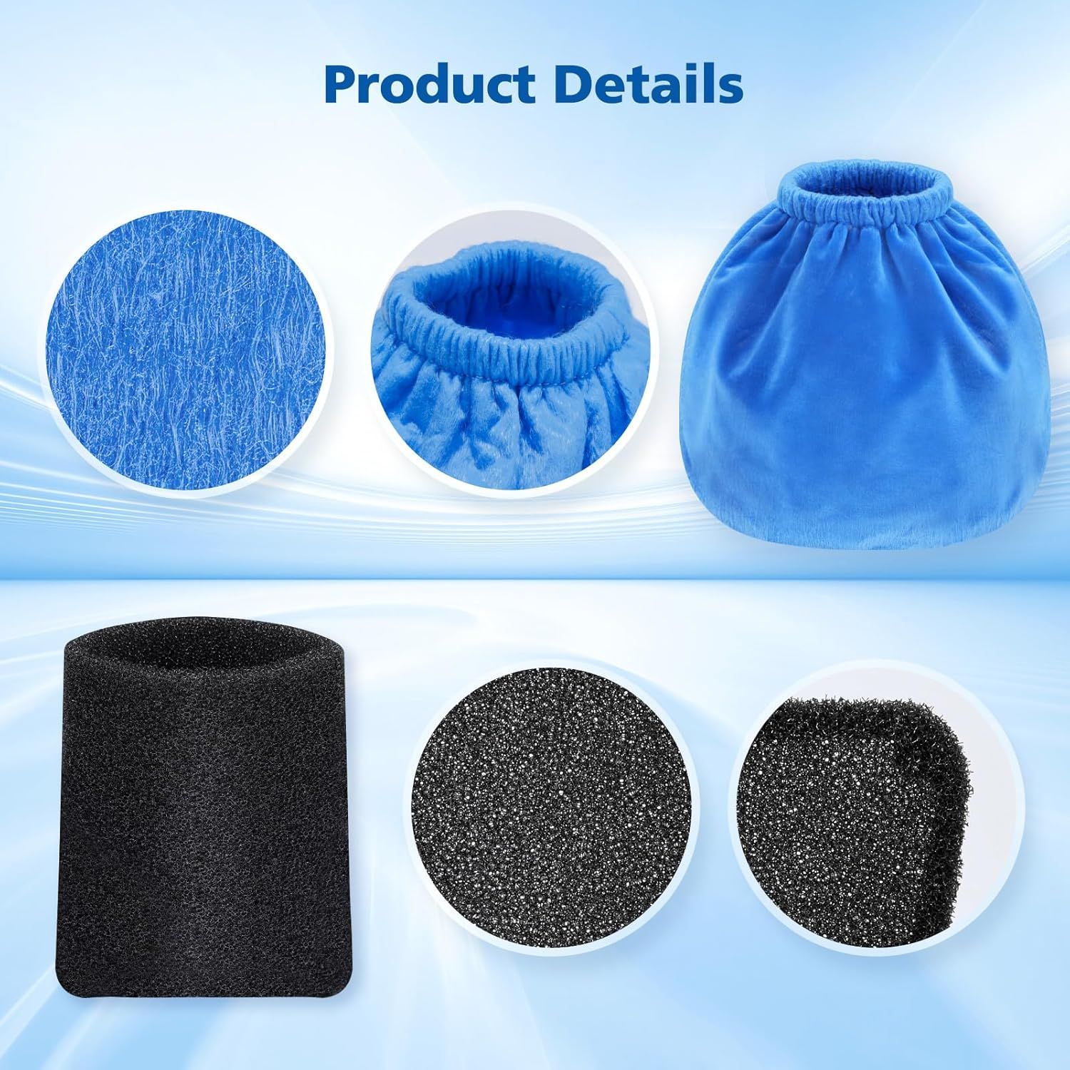 10 Pack VRC2 Cloth ilters or Vacmaster 1.5–3.2 Gallon Wet/Dry Vacuums, Compatible with Armor All 1.5 & 2.5 Gallon Shop Vac AA155, AA255, AA255W, Plus 2 Pack V21 oam ilters or Wet Pick-Up - Image 4