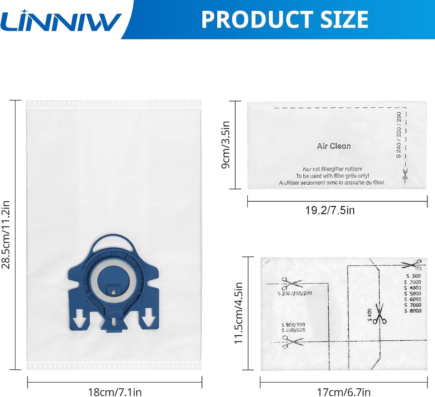 20 Pack 3D Airclean GN Vacuum Cleaner Bags and 20 Pack JM Vacuum Bags Compatible with Miele Canister Vacuum Cleaner - Image 2