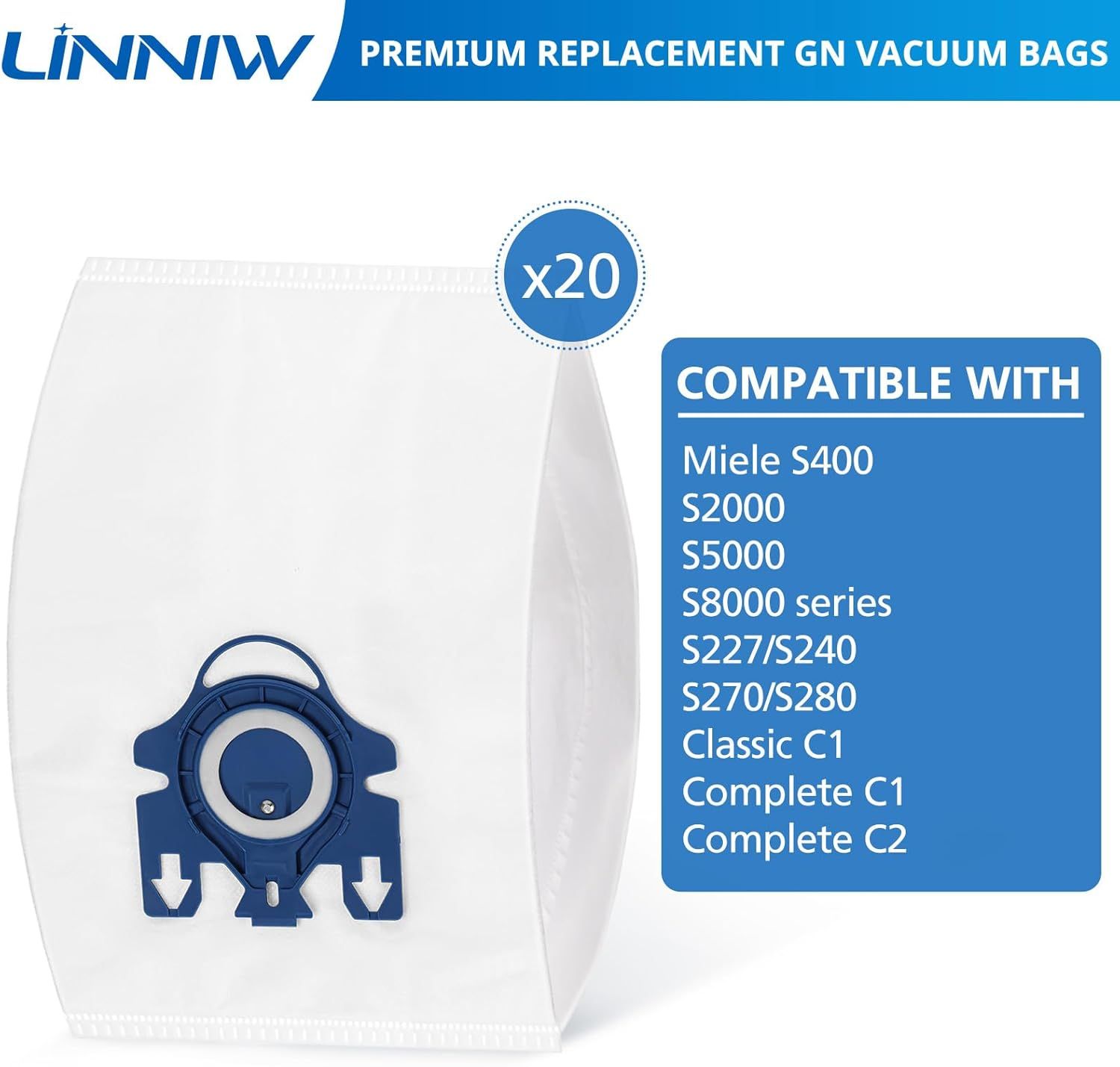 20 Pack 3D Airclean GN Vacuum Cleaner Bags and 20 Pack JM Vacuum Bags Compatible with Miele Canister Vacuum Cleaner - Image 5