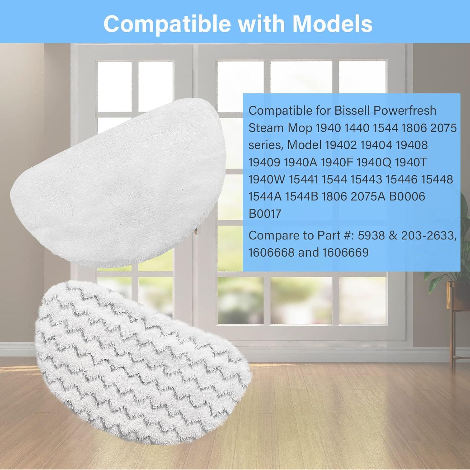 12 Pack 1940 Steam Mop Replacement Pads or Bissell Powerresh Steam Mop 1940 1440 1806 1544 2075 2685A 2814 Series, Model 19402 19404 19408 19409 1940A 1940 1940Q 1940T 1940W B0006 B0017 2075A 15441 - Image 3