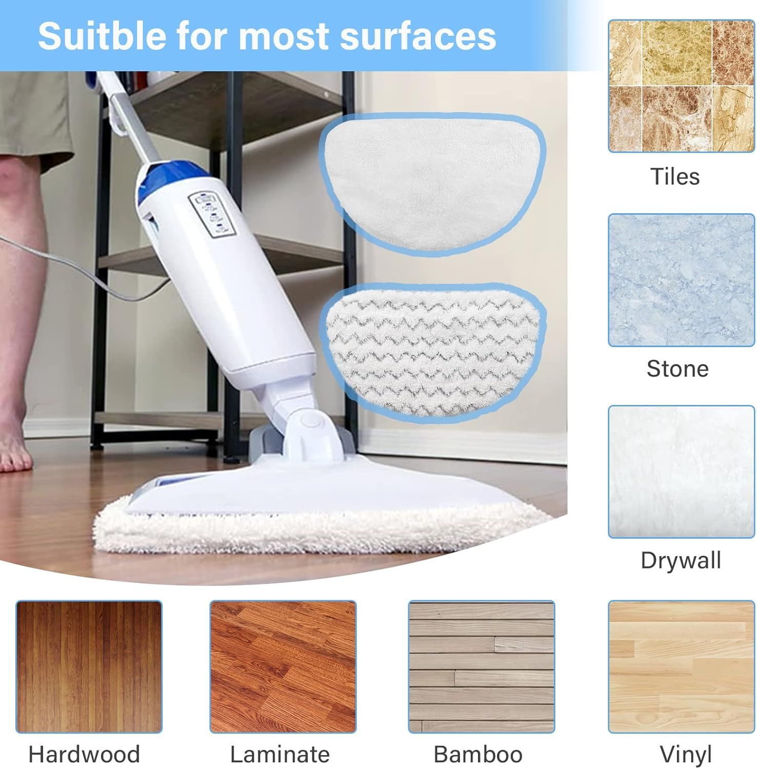 12 Pack 1940 Steam Mop Replacement Pads or Bissell Powerresh Steam Mop 1940 1440 1806 1544 2075 2685A 2814 Series, Model 19402 19404 19408 19409 1940A 1940 1940Q 1940T 1940W B0006 B0017 2075A 15441 - Image 6