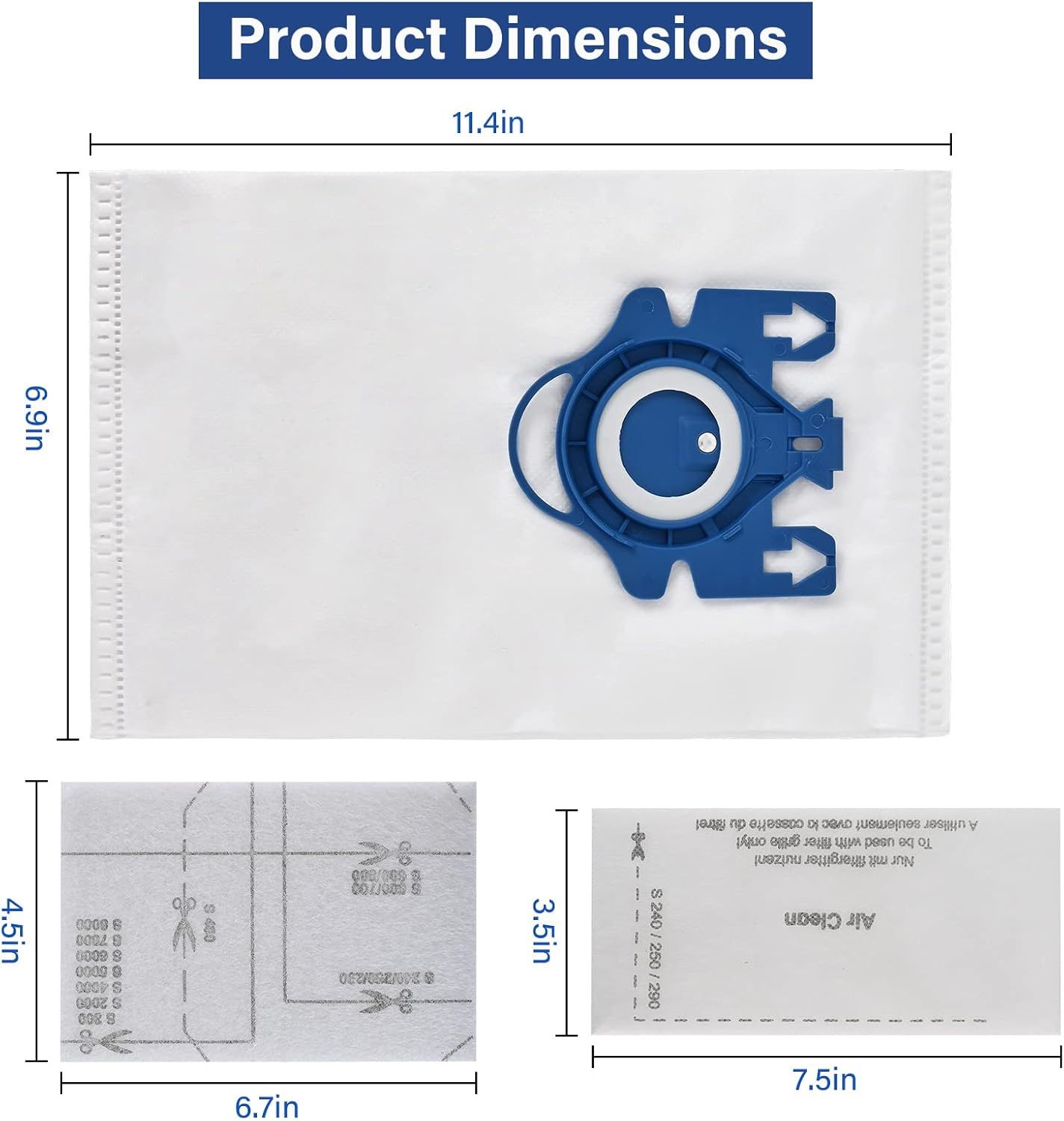 20 Pack 3D Airclean Vacuum Bags, Replacement or Miele AirClean 3D Eiciency Dust Bag,Miele Classic C1 Complete C1 C2 C3 S227 S240 S270 S400 S400i-S456i S2 S5 S8 Series Vacuum 6 sets AirClean ilters - Image 2