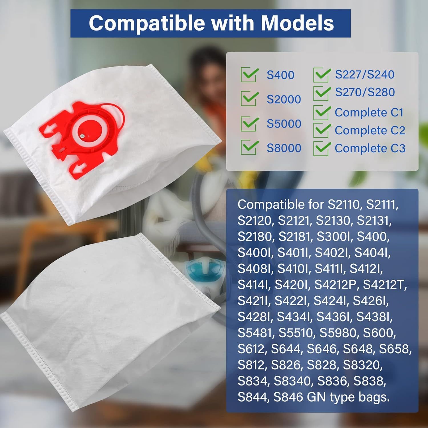 14 Packs 3D Airclean Bags Replacement or Miele JM Vacuum Cleaner Bags,Compact C1, Compact C2, Complete C1, S241, S290, S300i, S500, S700, S4, S6 Series, Replaces Part 10123220 - Image 3