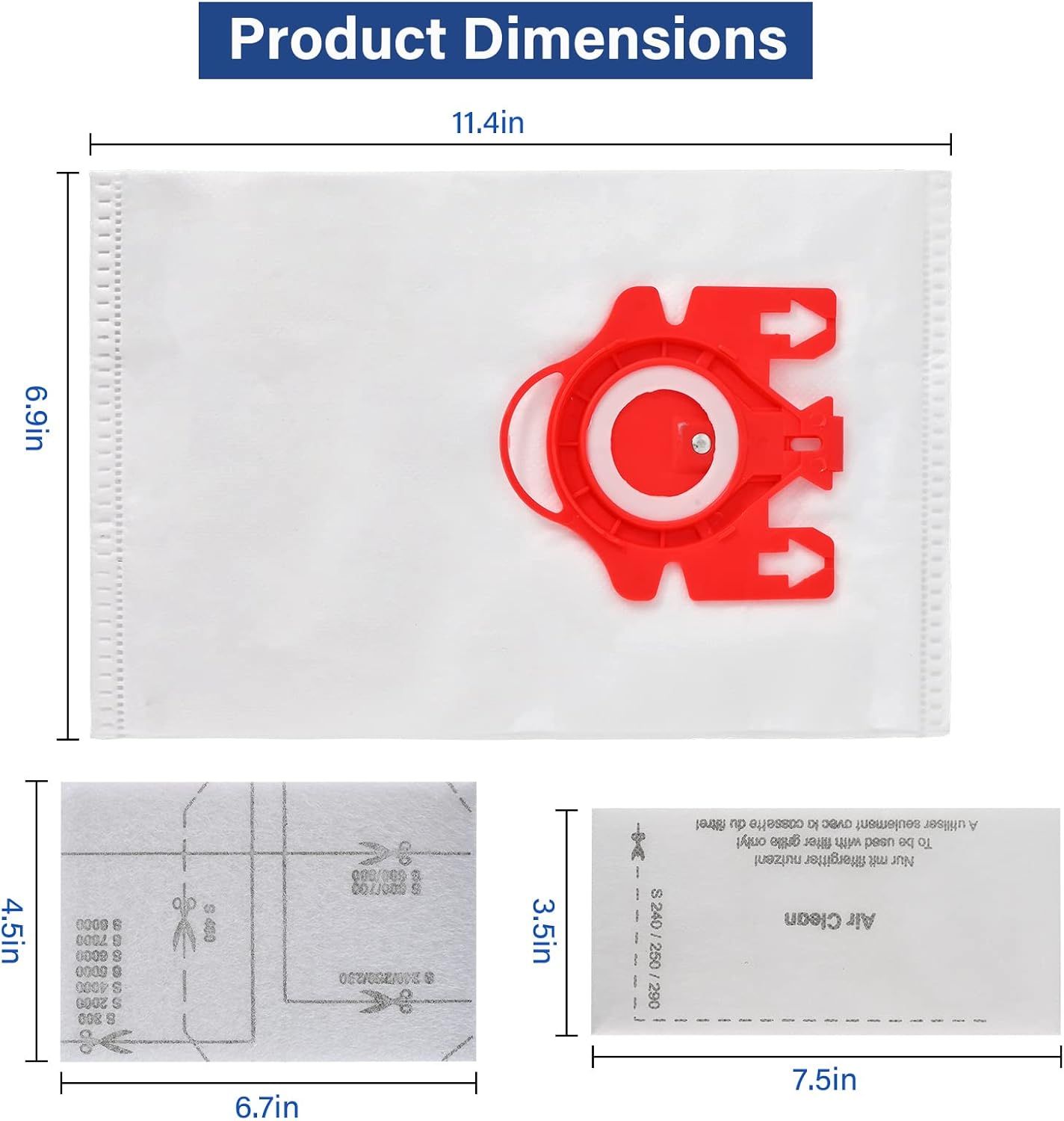 14 Packs 3D Airclean Bags Replacement or Miele JM Vacuum Cleaner Bags,Compact C1, Compact C2, Complete C1, S241, S290, S300i, S500, S700, S4, S6 Series, Replaces Part 10123220 - Image 4