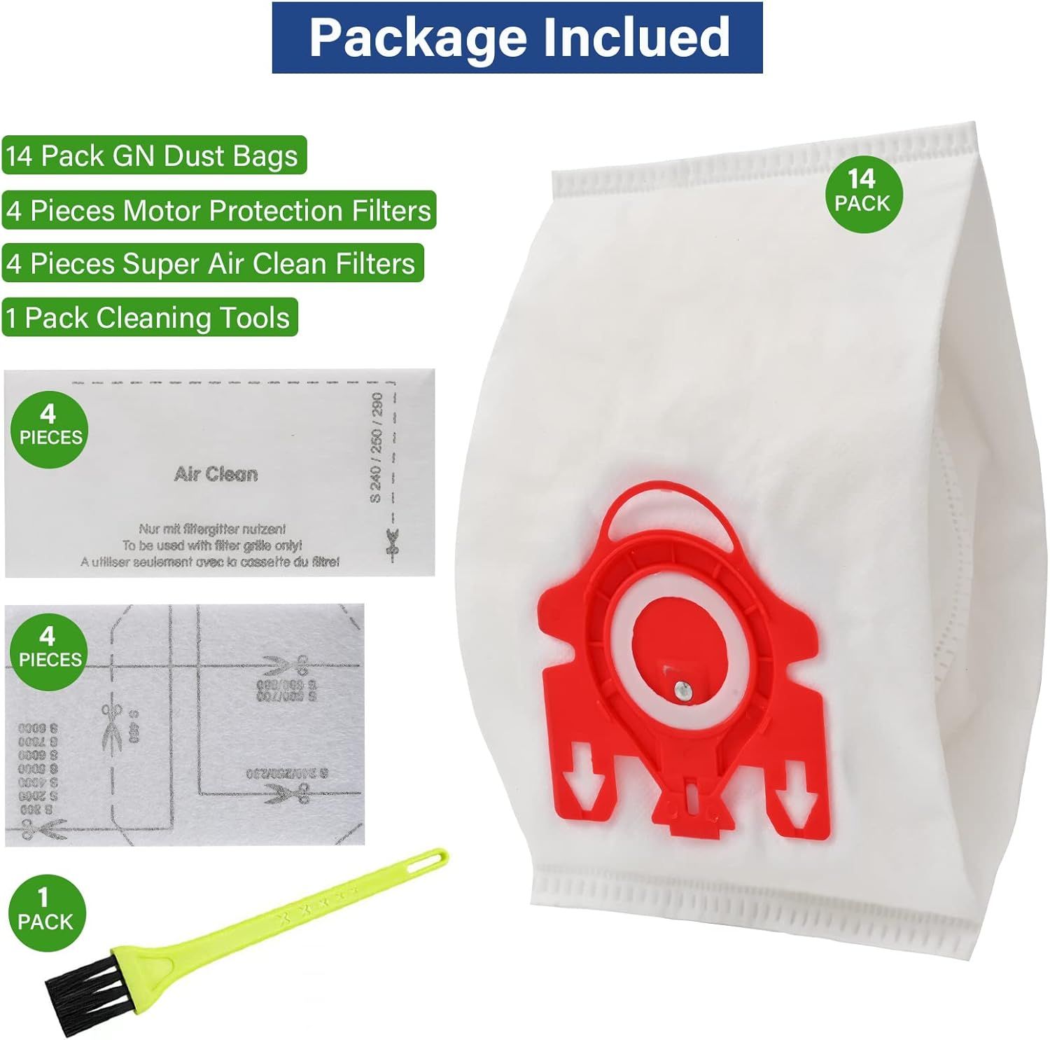 14 Packs 3D Airclean Bags Replacement or Miele JM Vacuum Cleaner Bags,Compact C1, Compact C2, Complete C1, S241, S290, S300i, S500, S700, S4, S6 Series, Replaces Part 10123220 - Image 7