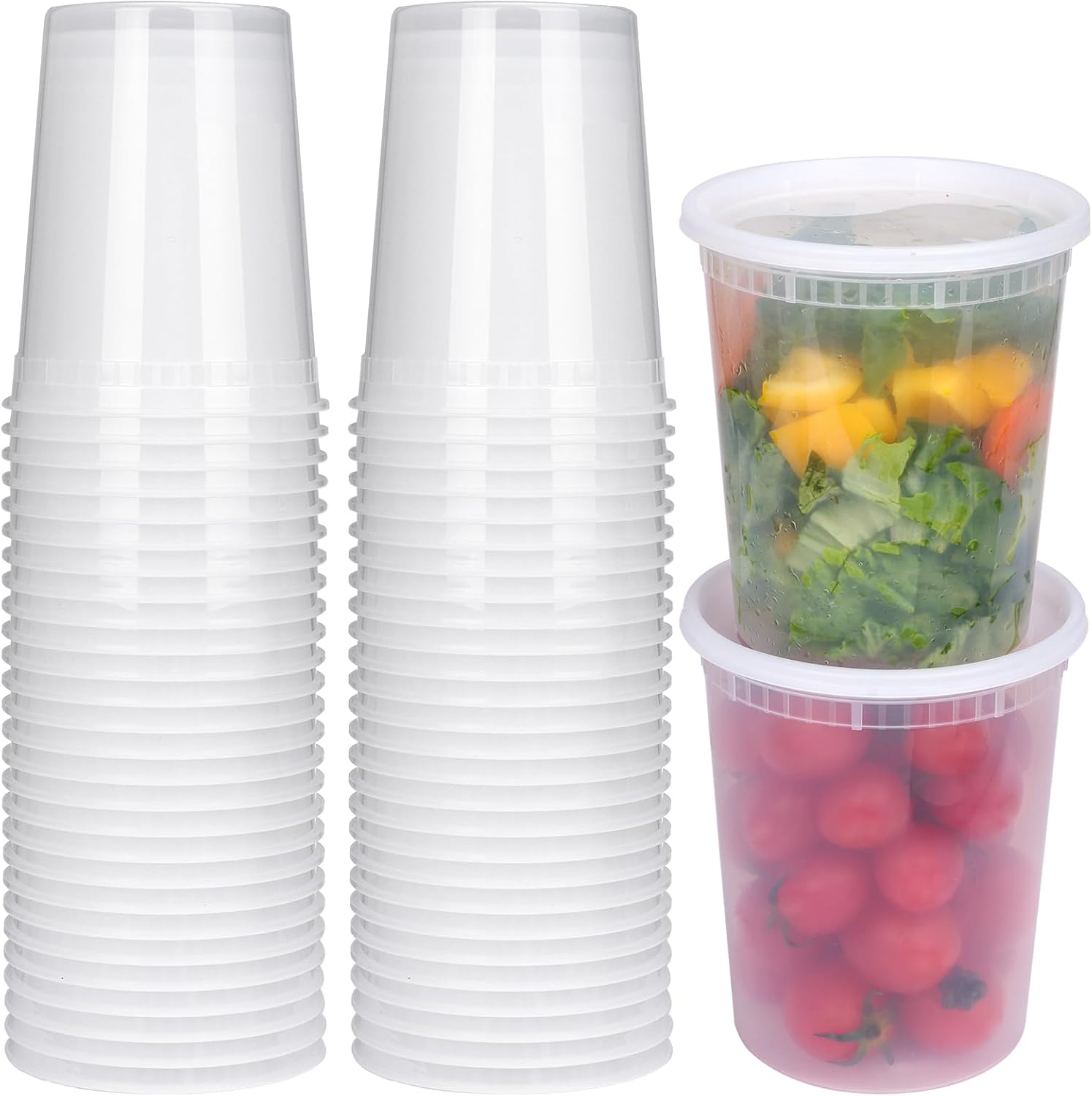 Moretoes 60 Sets 32 Oz Soup Containers with Lids, Deli Containers with Lids, Heavy-Duty Microwaveable Airtight Container for Soups, Leftovers, Sauces - Image 1