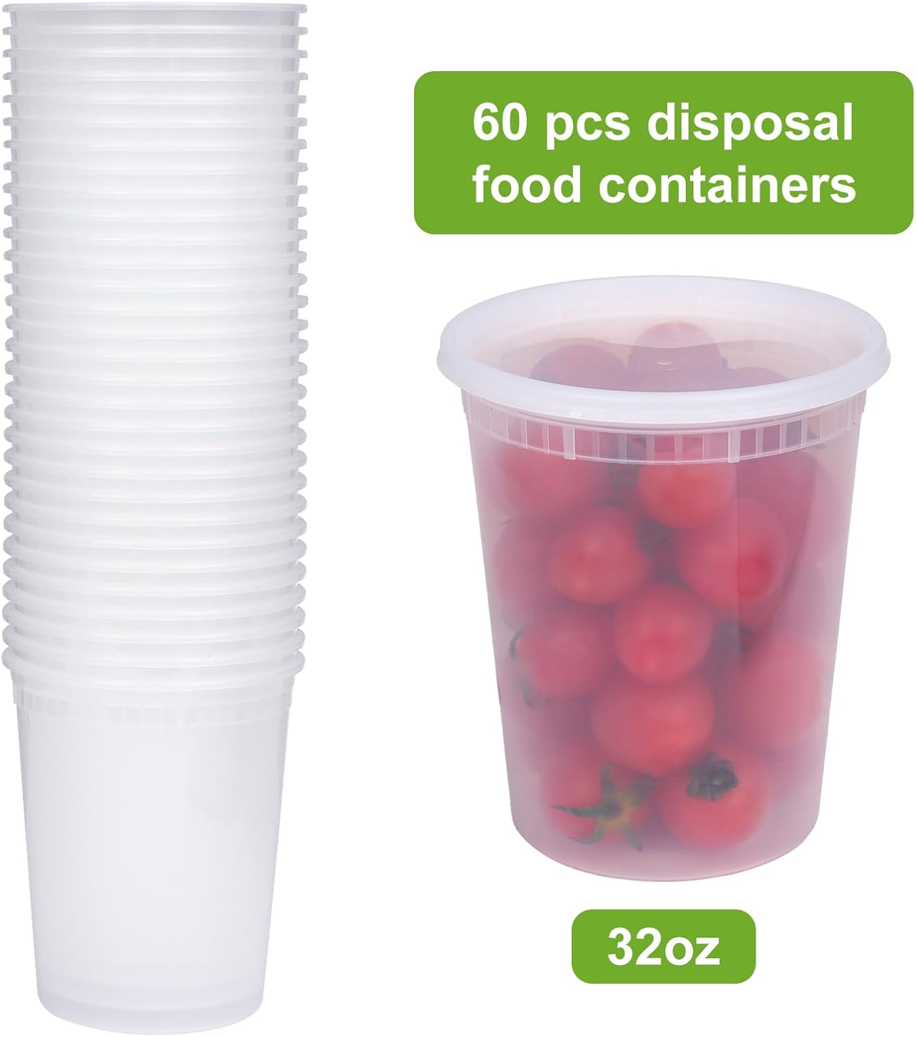Moretoes 60 Sets 32 Oz Soup Containers with Lids, Deli Containers with Lids, Heavy-Duty Microwaveable Airtight Container for Soups, Leftovers, Sauces - Image 2