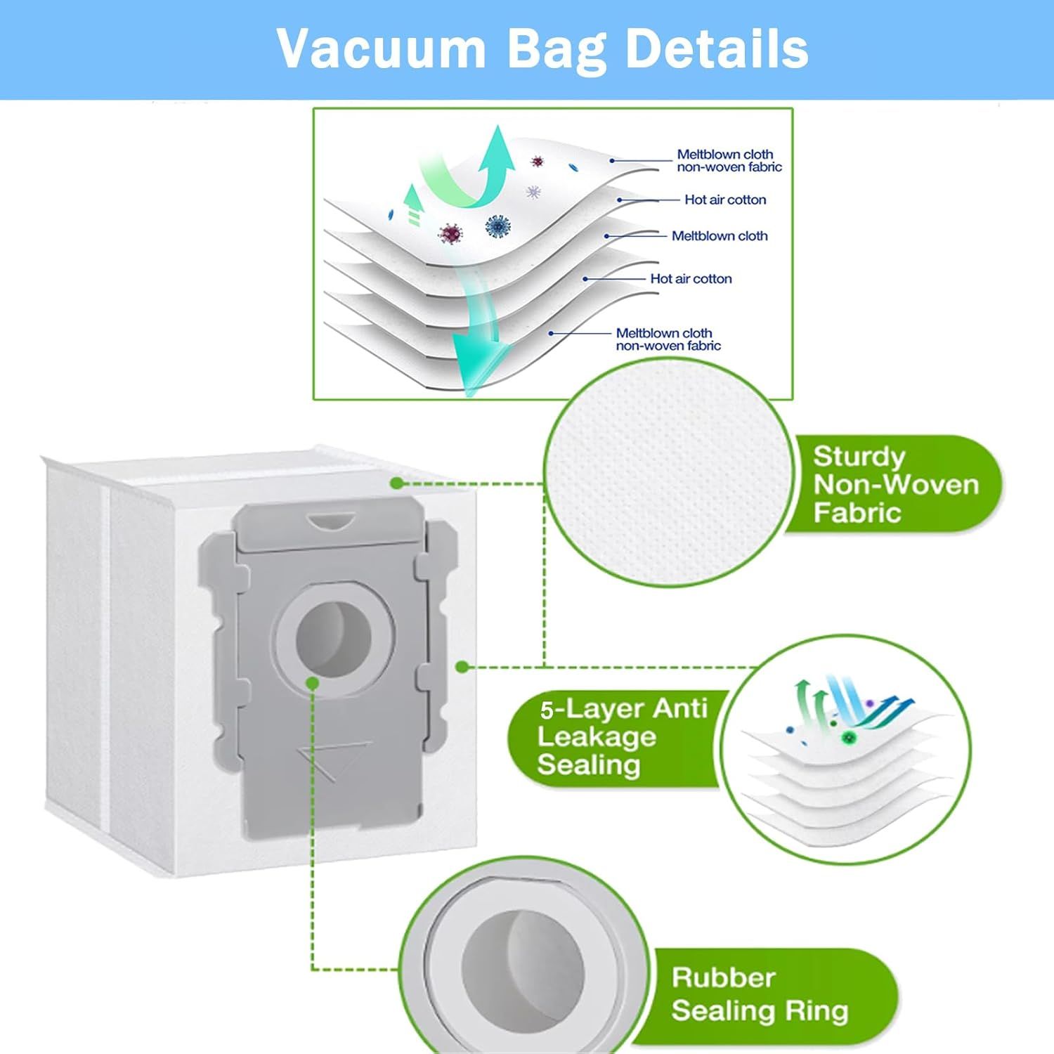 Replacement Parts Accessories or iRobot Roomba Combo i5, i5+, j5, j5+ Robot Vacuum Cleaner, 1 Set o Roller Brush & 4 ilters & 4 Mop Pads & 4 Vacuum Bags & 4 Side Brushes - Image 6