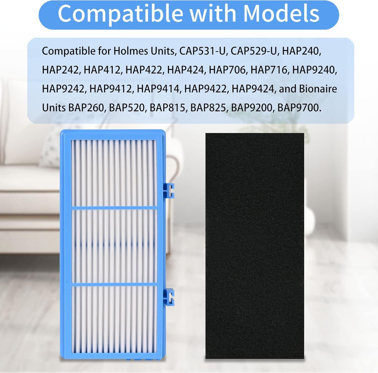 8 Pack Replacement ilters Compatible or Holme-s AER1 Air Puriier Total Air Clean 2 HEPA Air ilters 6 Carbon Booster ilters Replacement ilter or HAP30AT,HAP242 NUC - Image 3