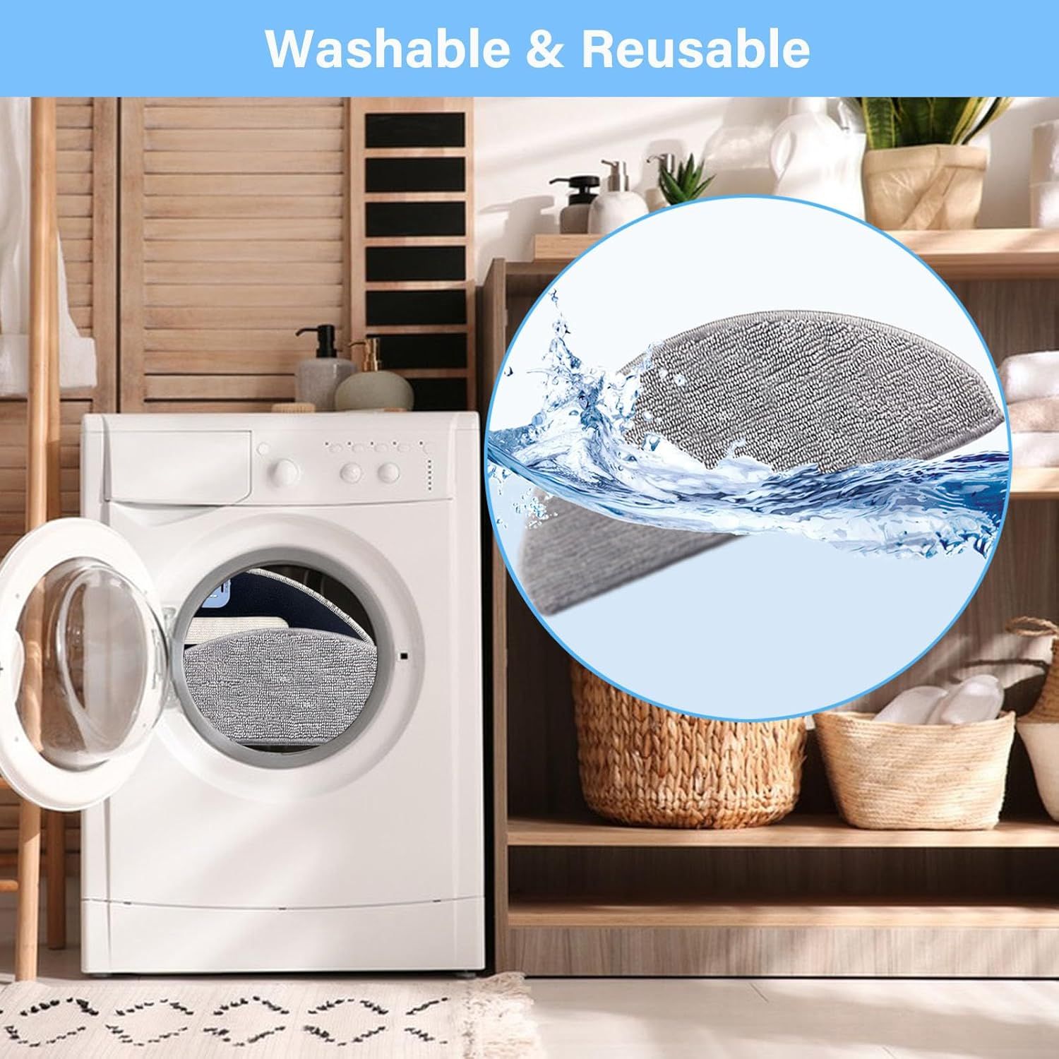 8 Pack i5 Replacement Mop Pads Compatible or iRobot Roomba Combo i5, i5+, j5, j5+ Robot Vacuum Cleaner Mop, 8 Pack Washable and Reusable Mop Pads - Image 6