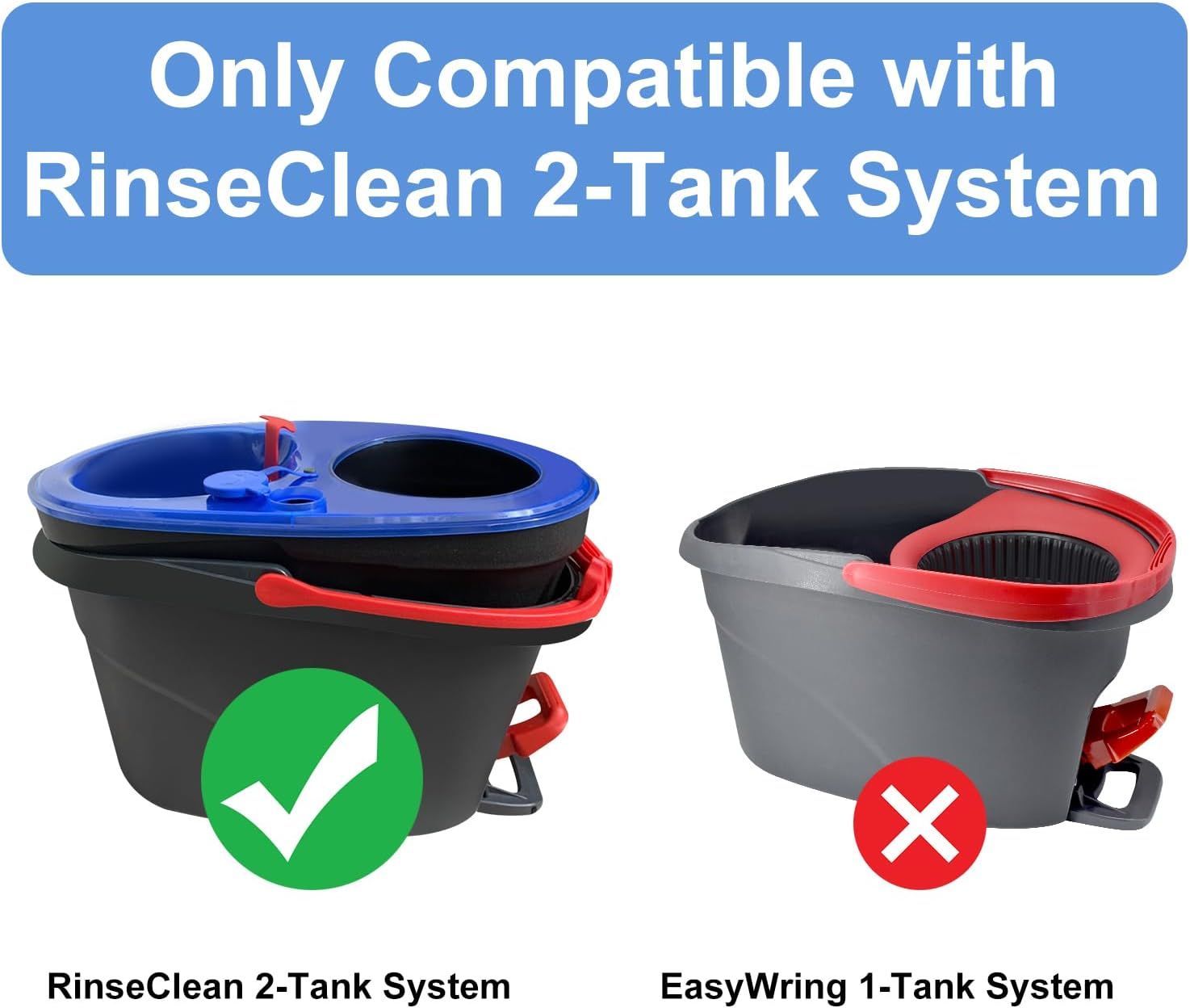 Mop Replace Head, 6 Pack Mop Heads Replacements or Oceda RinseClean 2-Tank System, Spin Mop Replacement Head, Microiber Mop Reills, Machine Washable and Deep Cleaning (NOT or 1-Tank System) - Image 2