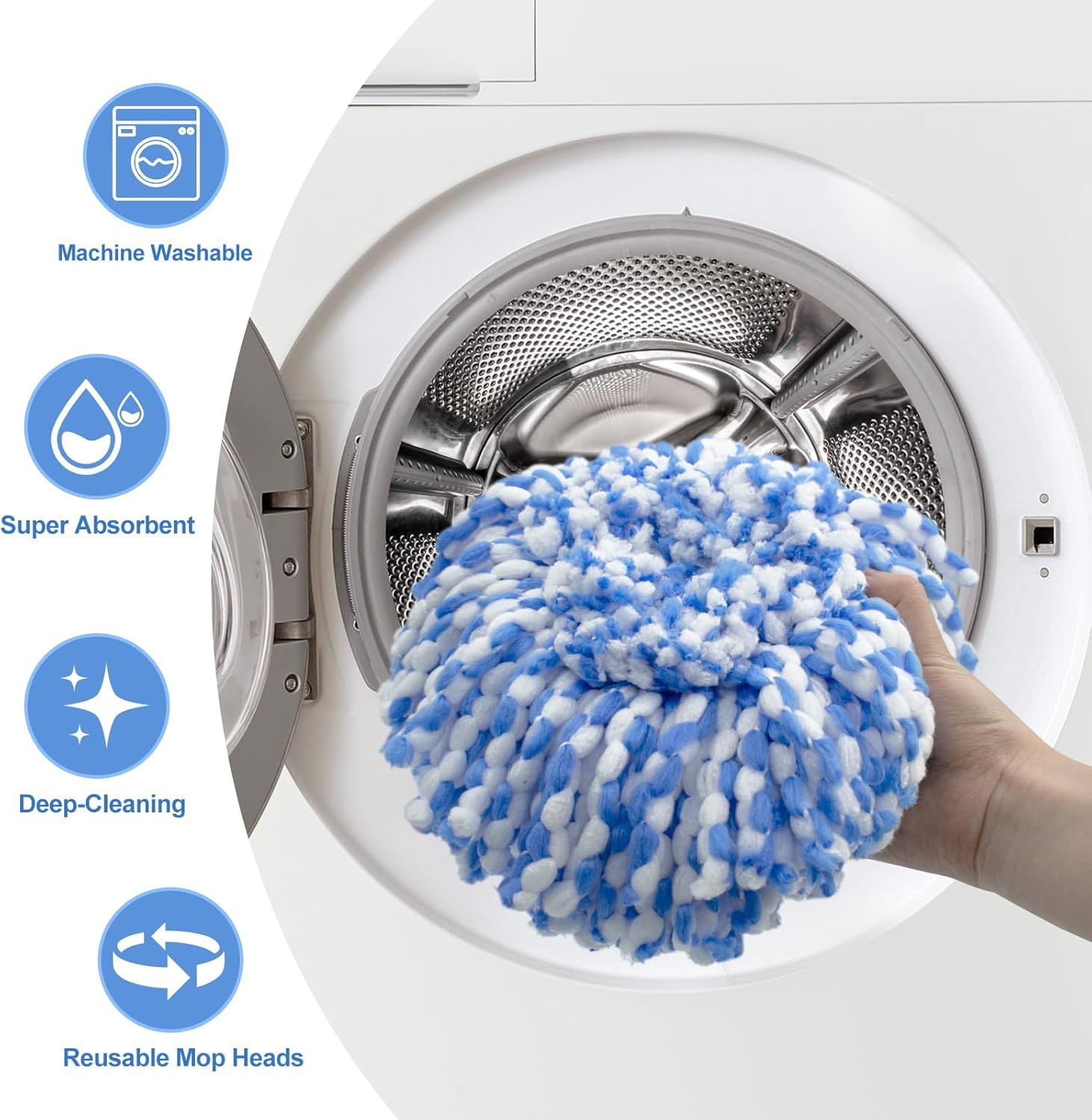 Mop Replace Head, 6 Pack Mop Heads Replacements or Oceda RinseClean 2-Tank System, Spin Mop Replacement Head, Microiber Mop Reills, Machine Washable and Deep Cleaning (NOT or 1-Tank System) - Image 4