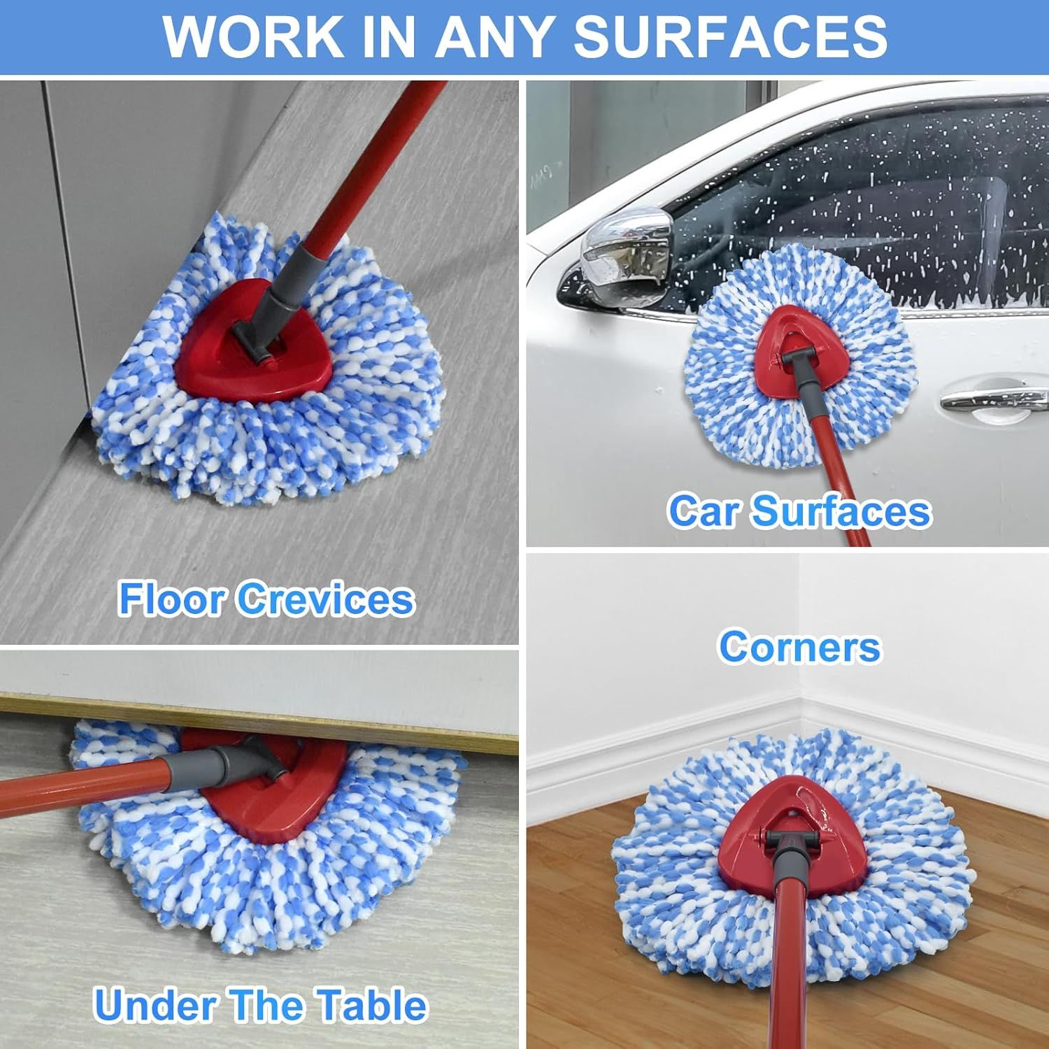 Mop Replace Head, 6 Pack Mop Heads Replacements or Oceda RinseClean 2-Tank System, Spin Mop Replacement Head, Microiber Mop Reills, Machine Washable and Deep Cleaning (NOT or 1-Tank System) - Image 5