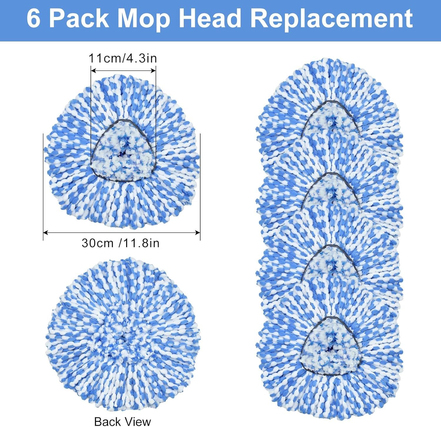 Mop Replace Head, 6 Pack Mop Heads Replacements or Oceda RinseClean 2-Tank System, Spin Mop Replacement Head, Microiber Mop Reills, Machine Washable and Deep Cleaning (NOT or 1-Tank System) - Image 7