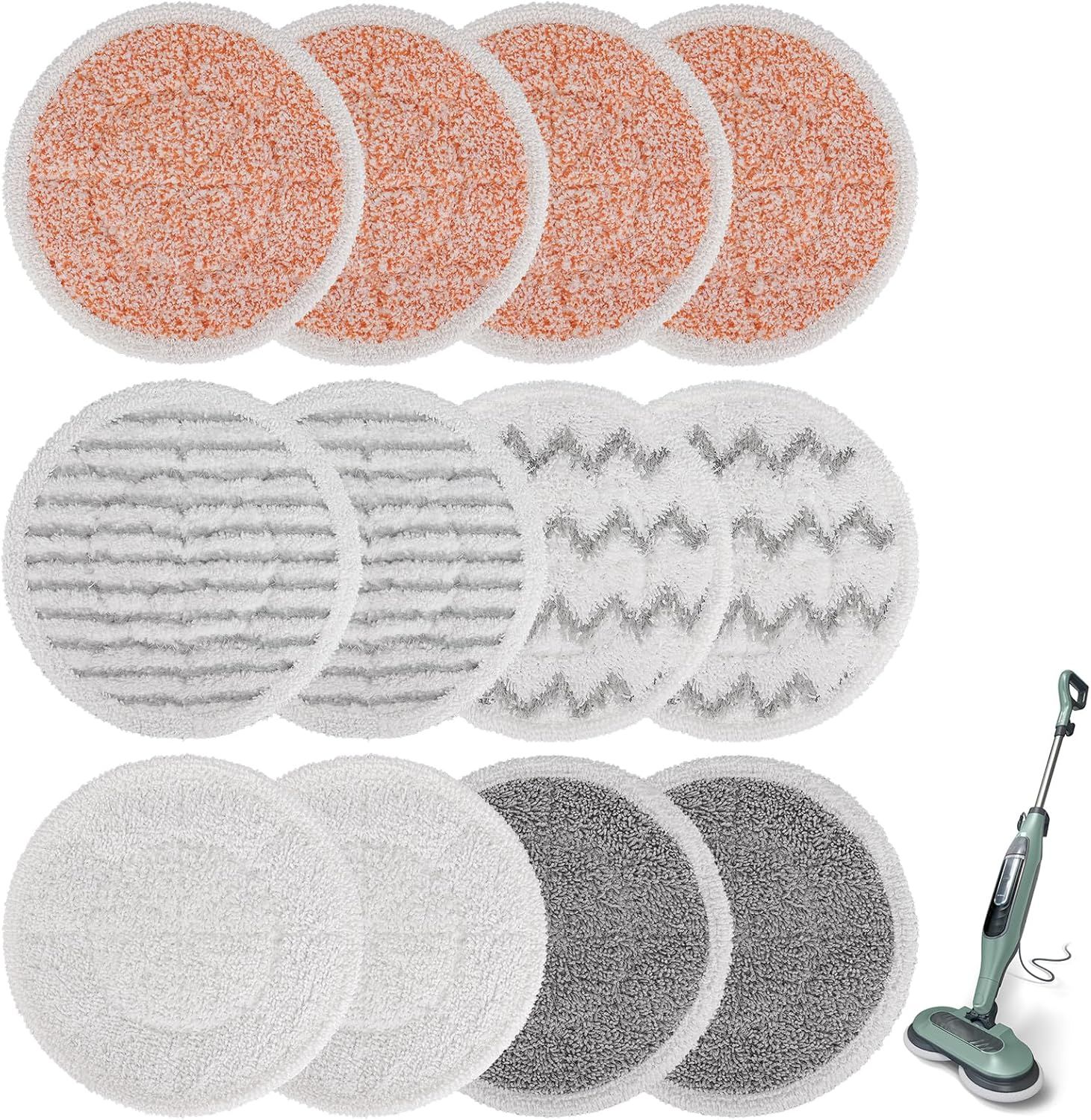 Pads or Shark Steam Scrub Mop: 12 Pack Spin Mop Reills it or Shark S7000 S7001 S7000C S7201 S7000AMZ S8201 S8001 Steam and Scrub Pads - Hard loor Steam Mop Washable Pads S7001TGT - Image 1