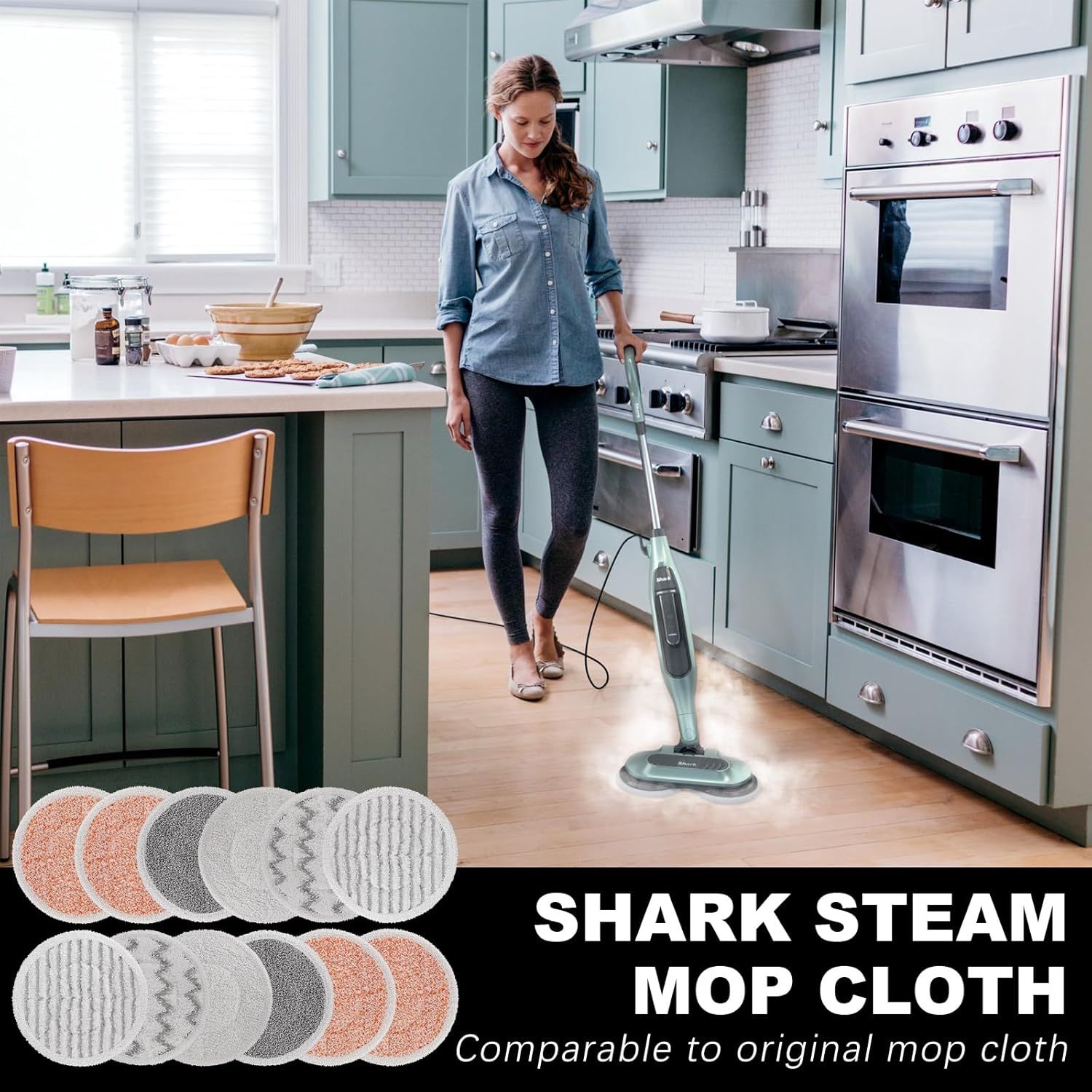 Pads or Shark Steam Scrub Mop: 12 Pack Spin Mop Reills it or Shark S7000 S7001 S7000C S7201 S7000AMZ S8201 S8001 Steam and Scrub Pads - Hard loor Steam Mop Washable Pads S7001TGT - Image 6