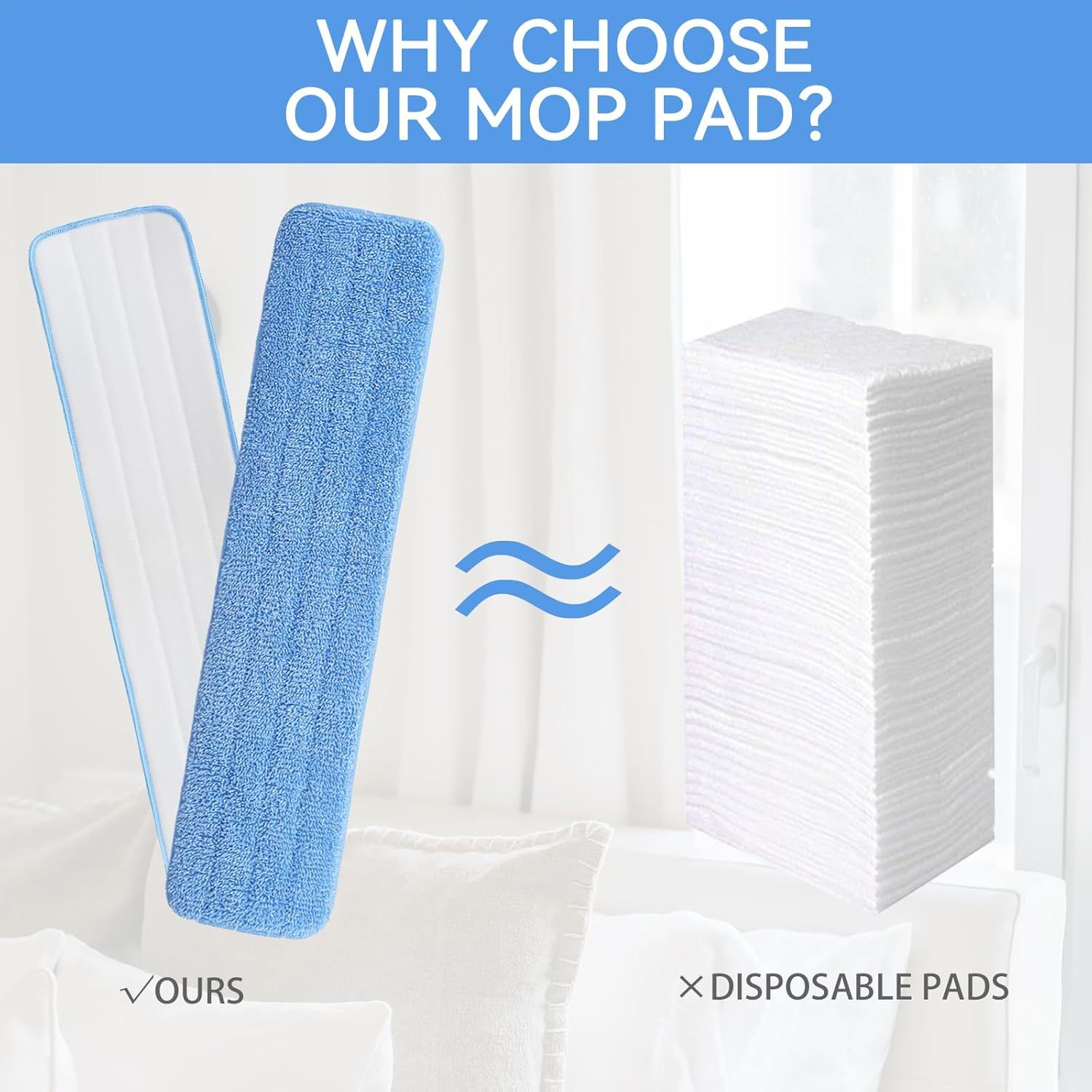 Replacement Microiber Pad or Rubbermaid Commercial 24 Inch Mop Head - 8 Pack Wet & Dry Commercial Cleaning Reills Reusable Mop Reills it or Any Microiber lat Mop System 24