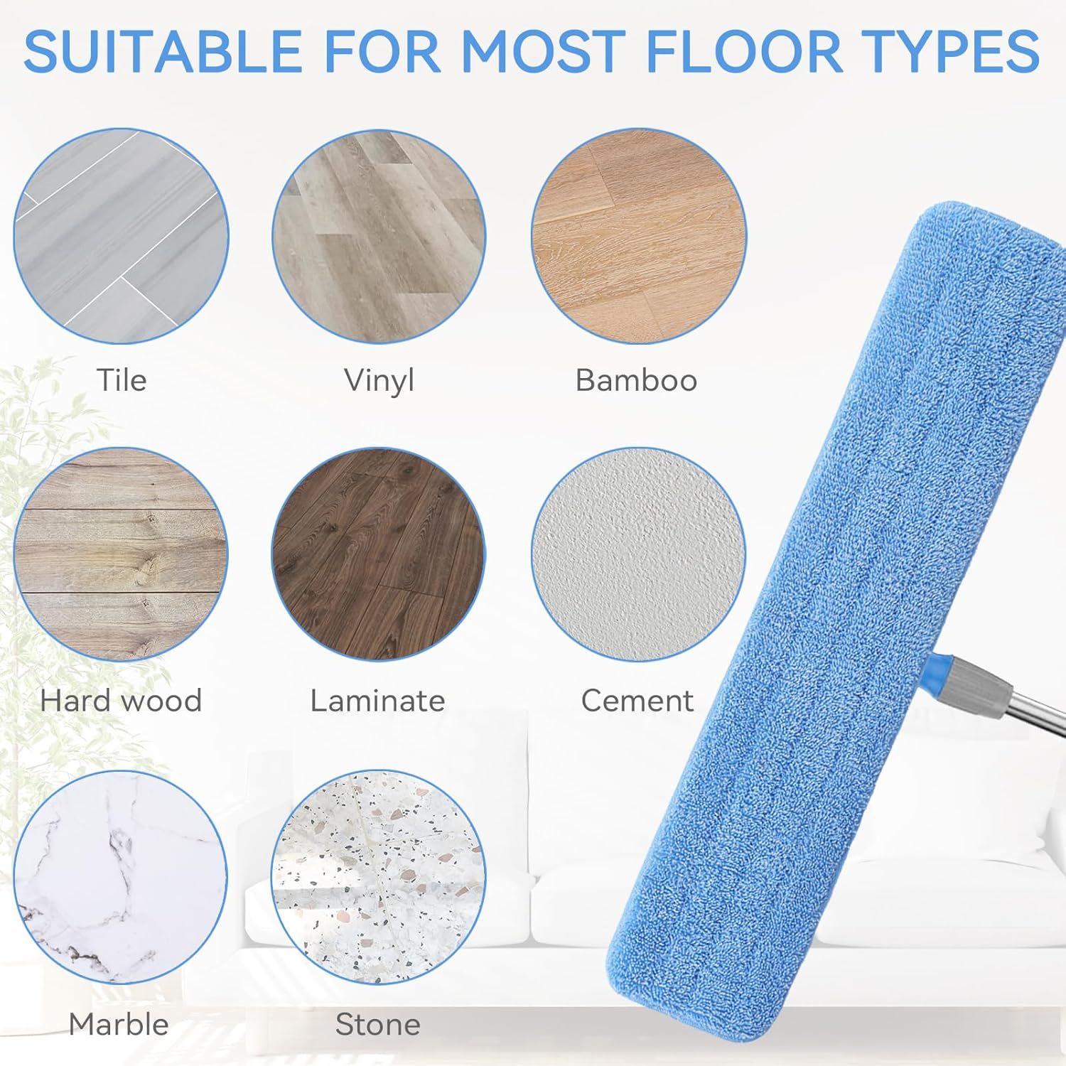 Replacement Microiber Pad or Rubbermaid Commercial 24 Inch Mop Head - 8 Pack Wet & Dry Commercial Cleaning Reills Reusable Mop Reills it or Any Microiber lat Mop System 24